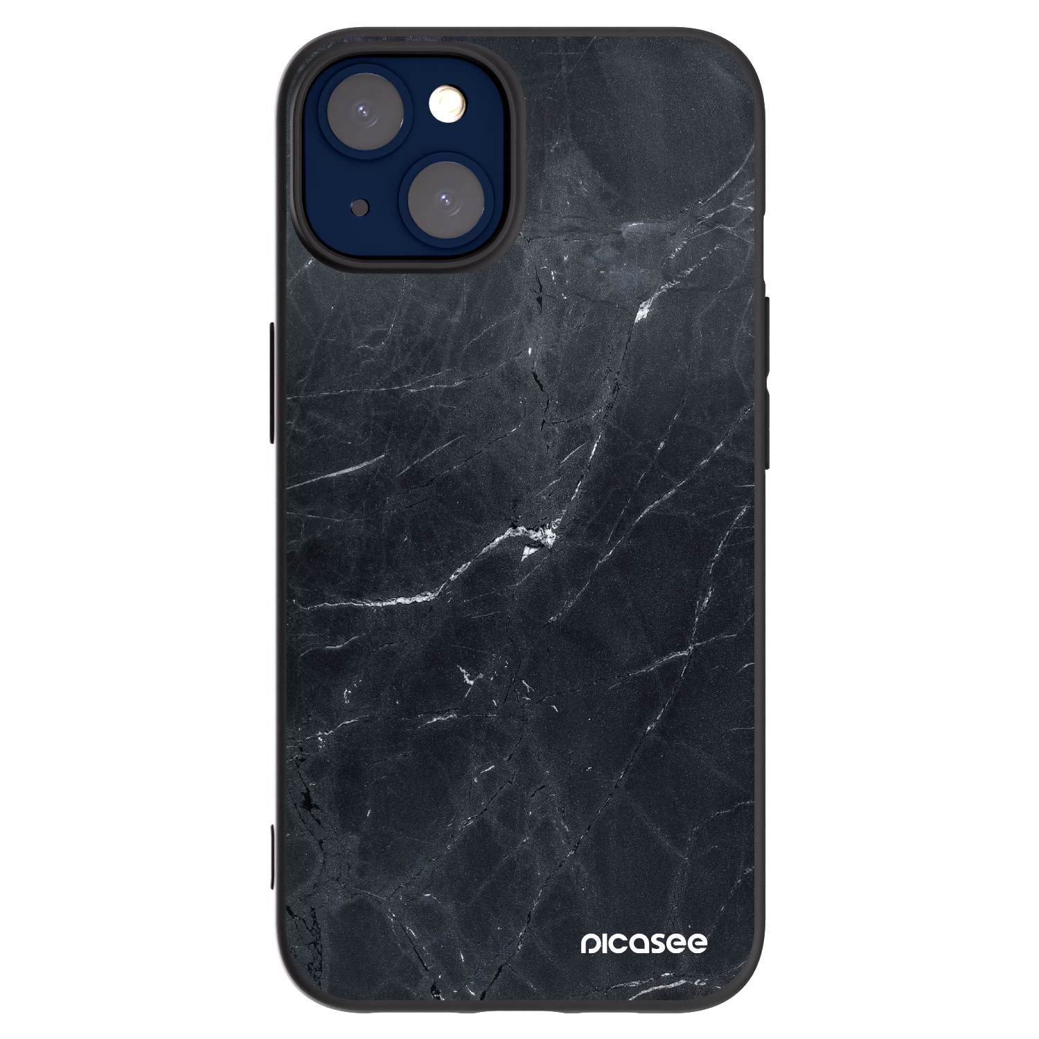Picasee Apple iPhone 14 Hülle - Schwarzes Silikon - Black marble