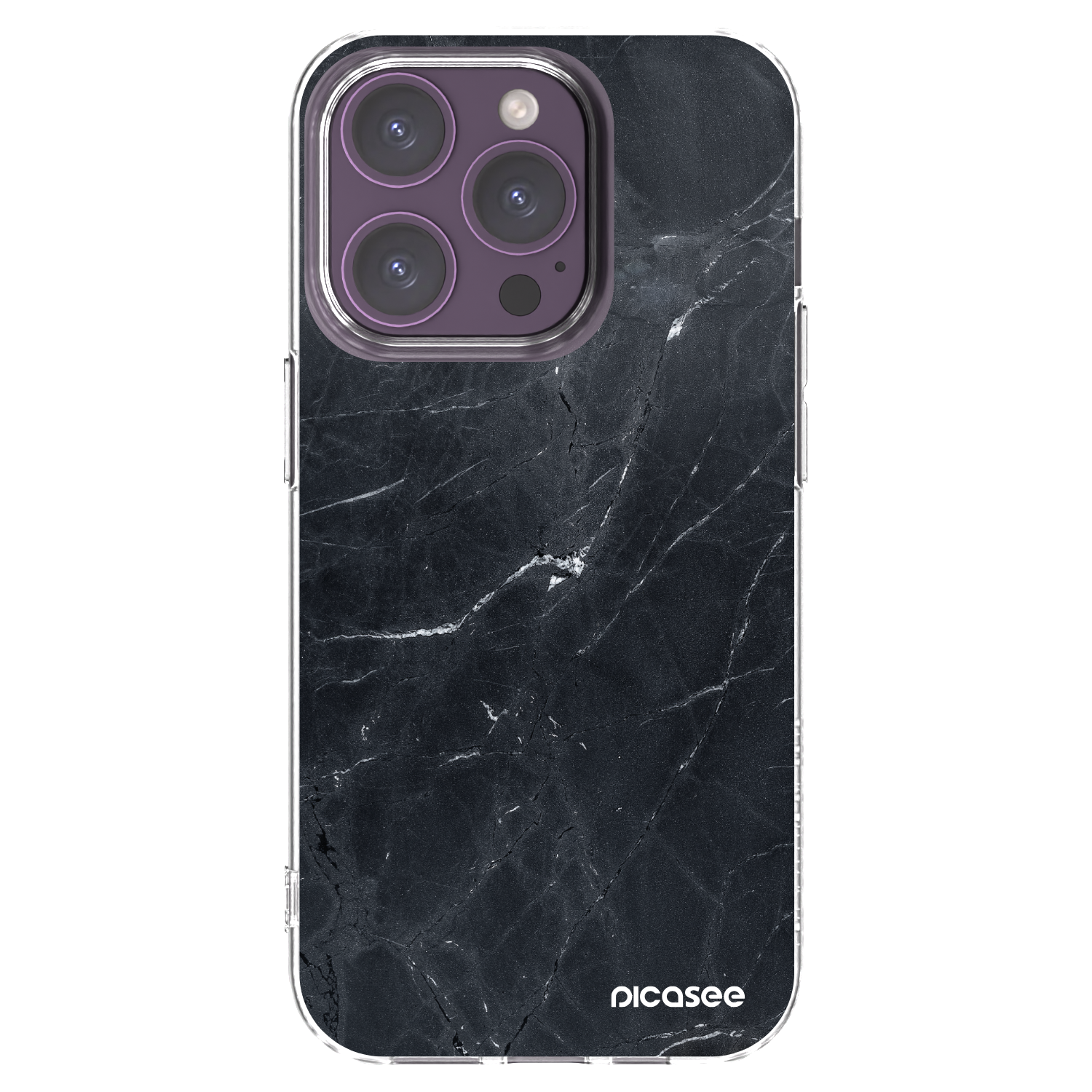 Picasee Apple iPhone 14 Pro Hülle - Transparentes Silikon - Black marble