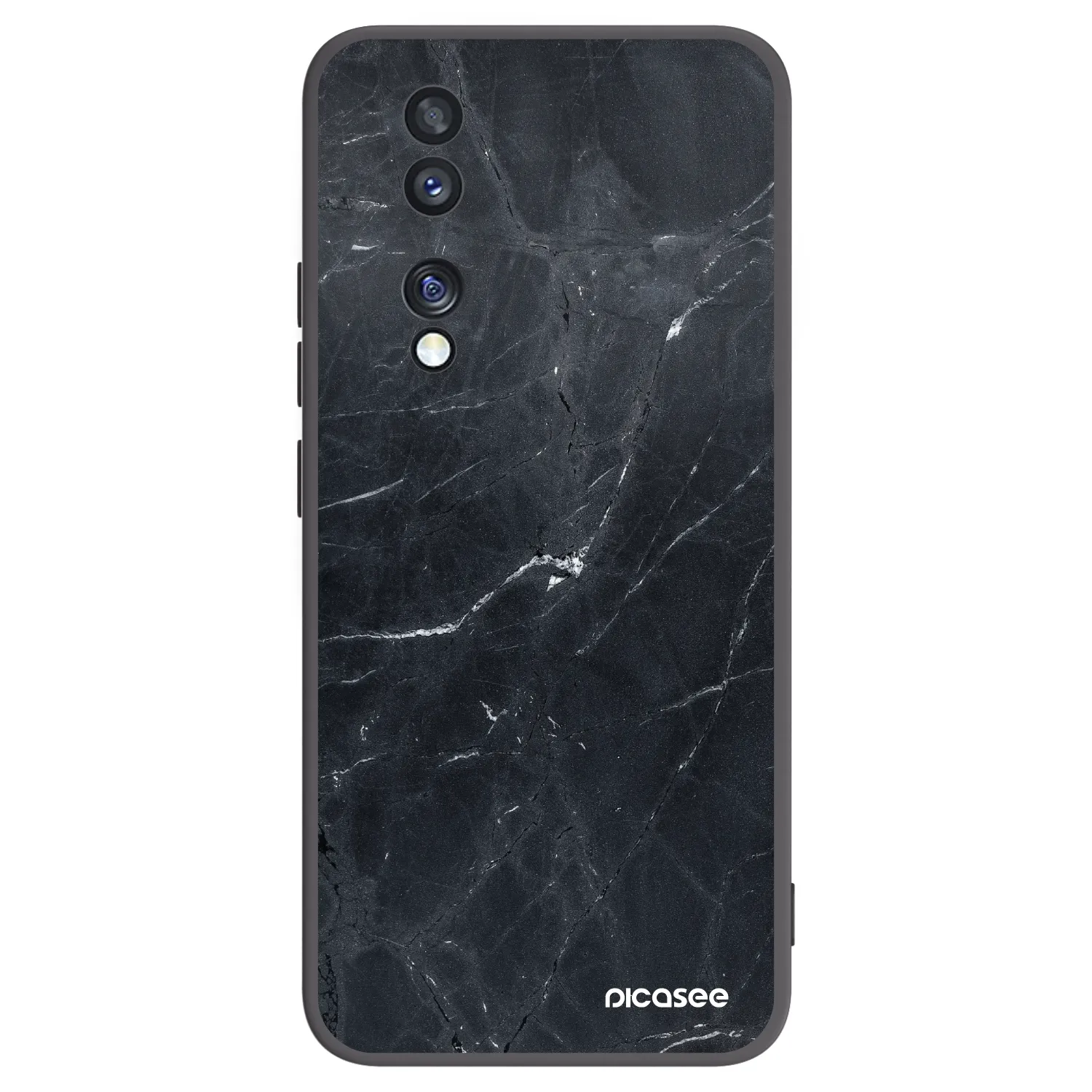 Picasee Honor 70 Hülle - Schwarzes Silikon - Black marble