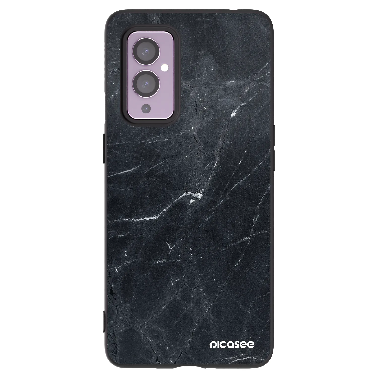 Picasee OnePlus 9 Hülle - Schwarzes Silikon - Black marble