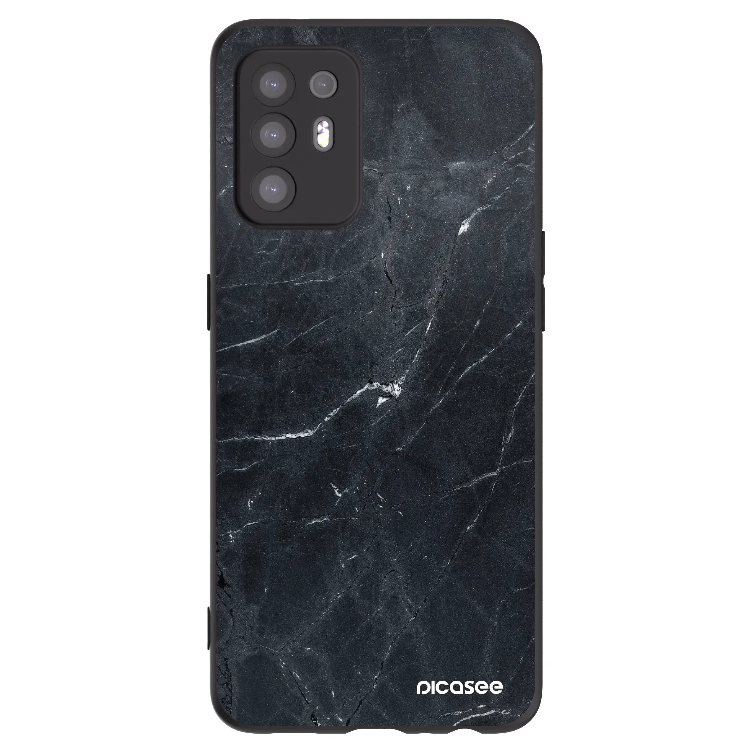 Picasee OPPO A94 5G Hülle - Schwarzes Silikon - Black marble