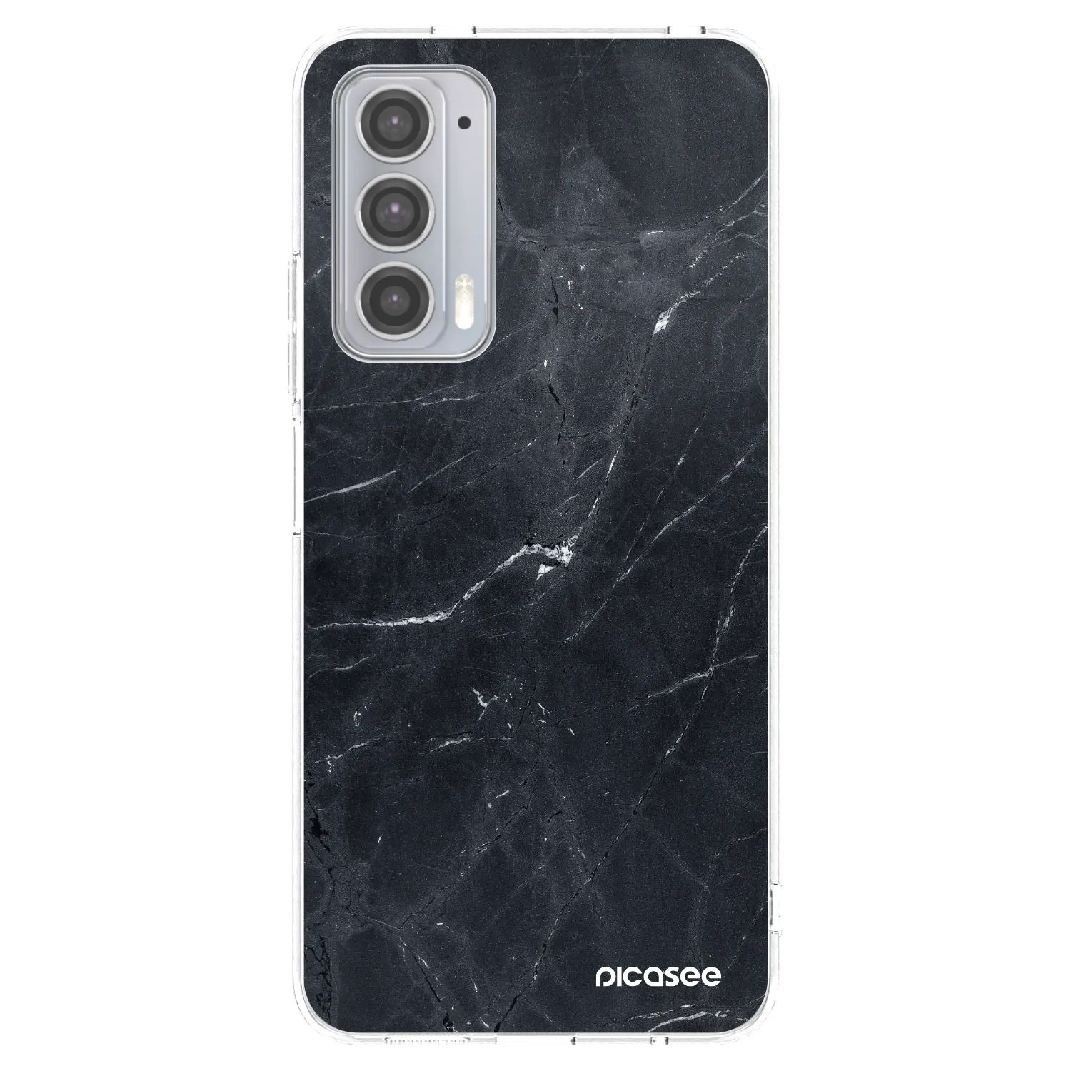 Picasee Motorola Edge 20 Hülle - Transparentes Silikon - Black marble