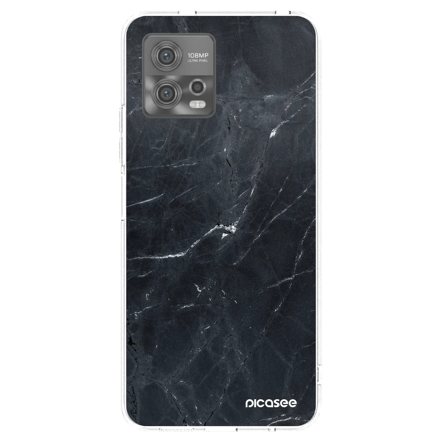 Picasee Motorola Moto G72 Hülle - Transparentes Silikon - Black marble