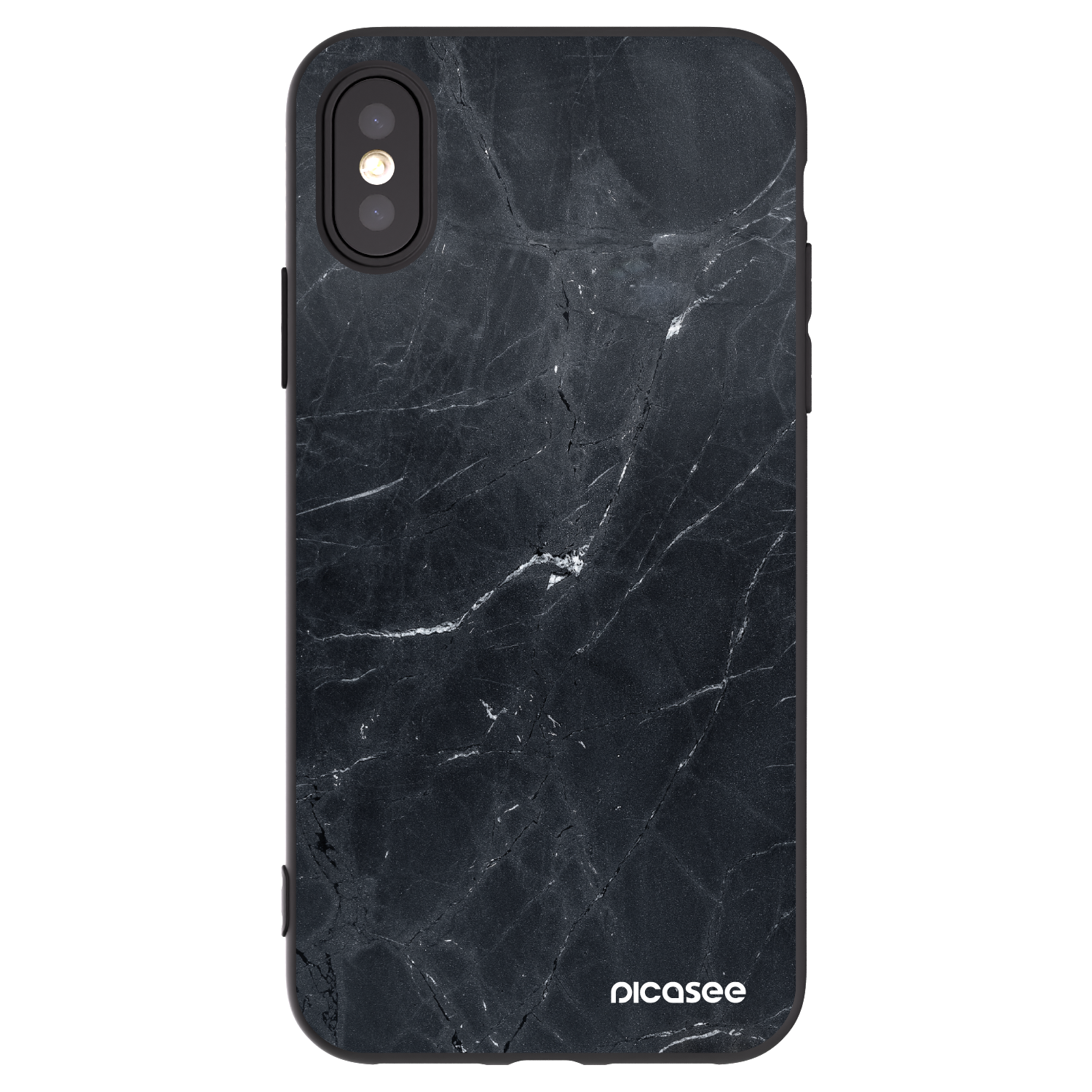 Picasee Apple iPhone X/XS Hülle - Schwarzes Silikon - Black marble