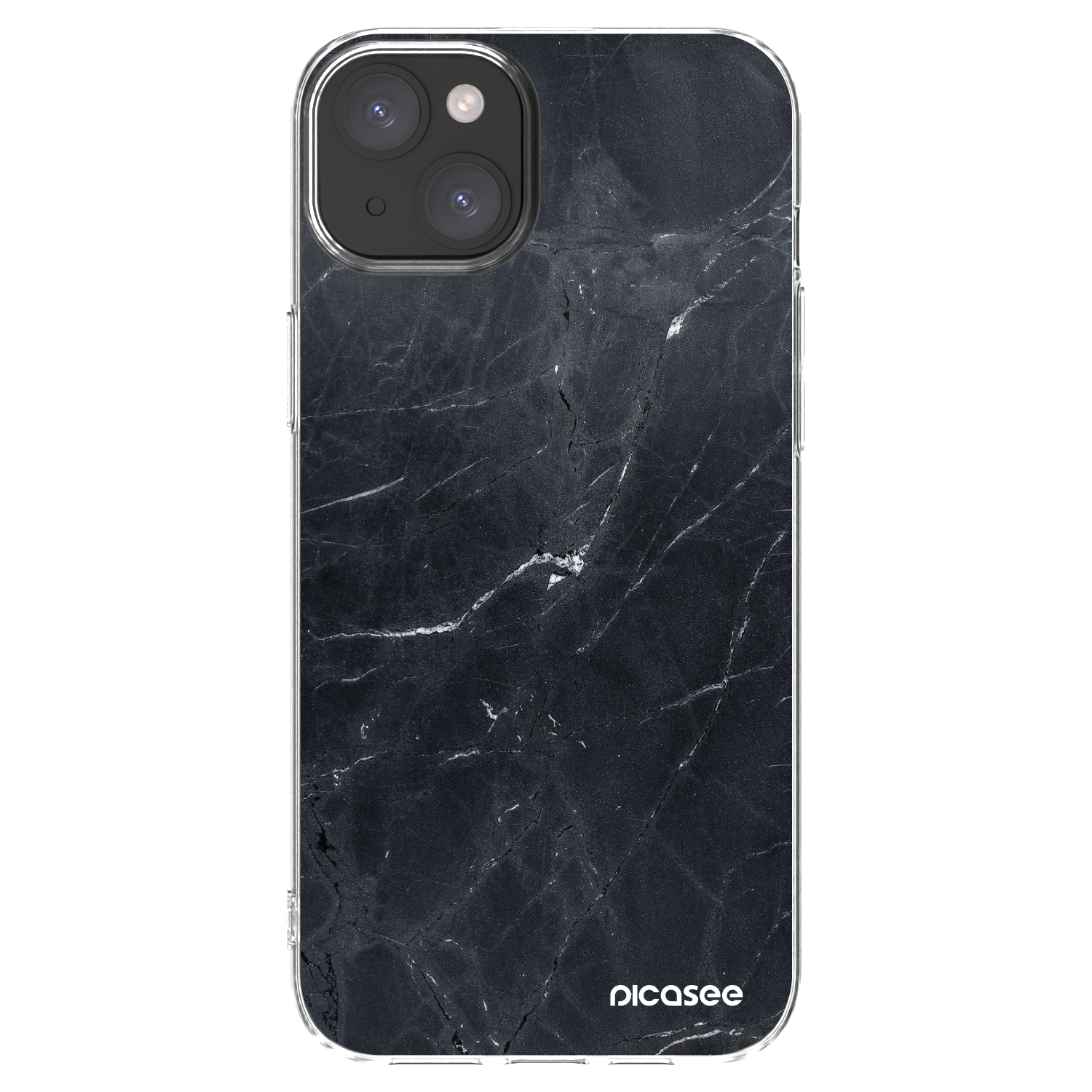 Picasee Apple iPhone 15 Plus Hülle - Transparentes Silikon - Black marble