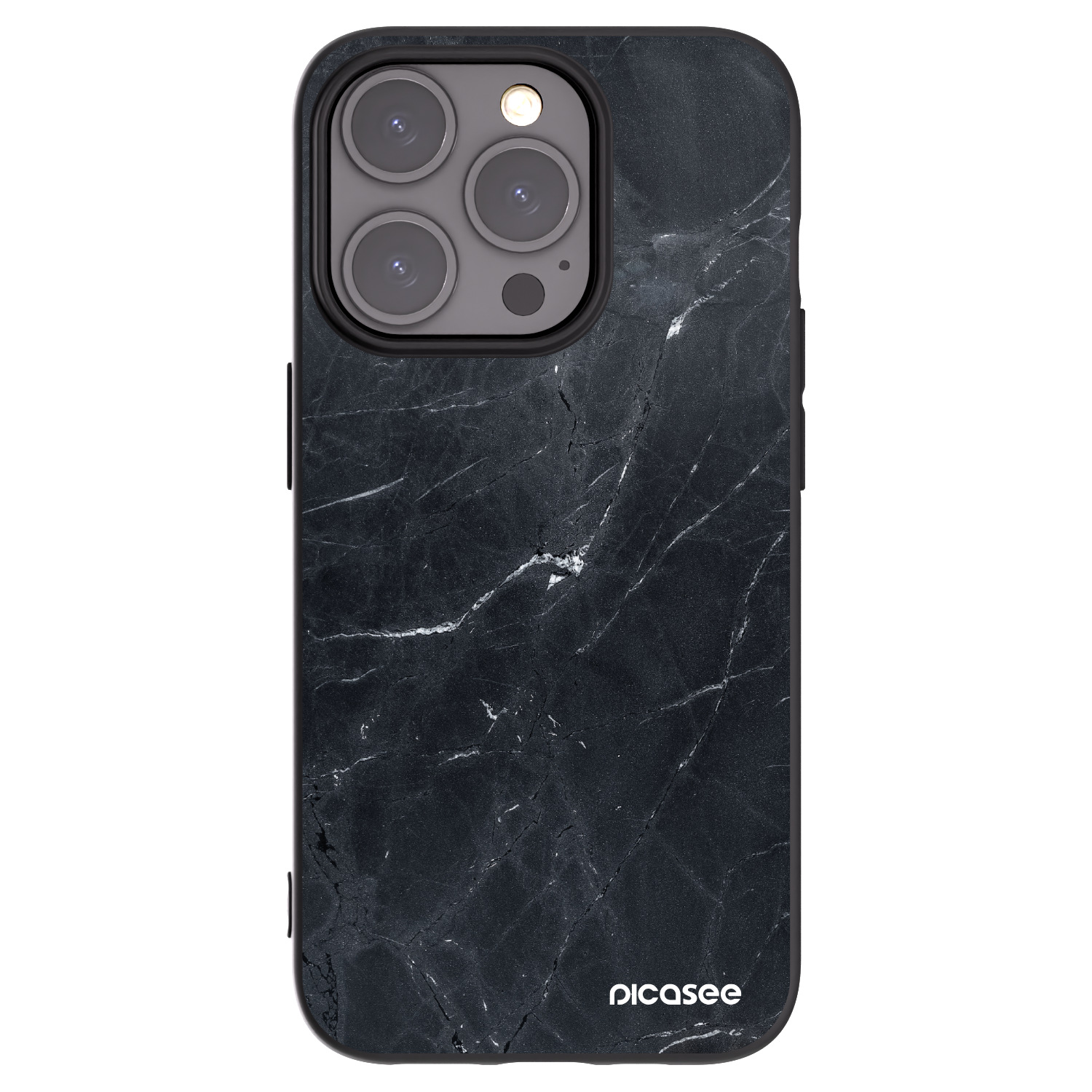 Picasee Apple iPhone 15 Pro Hülle - Schwarzes Silikon - Black marble