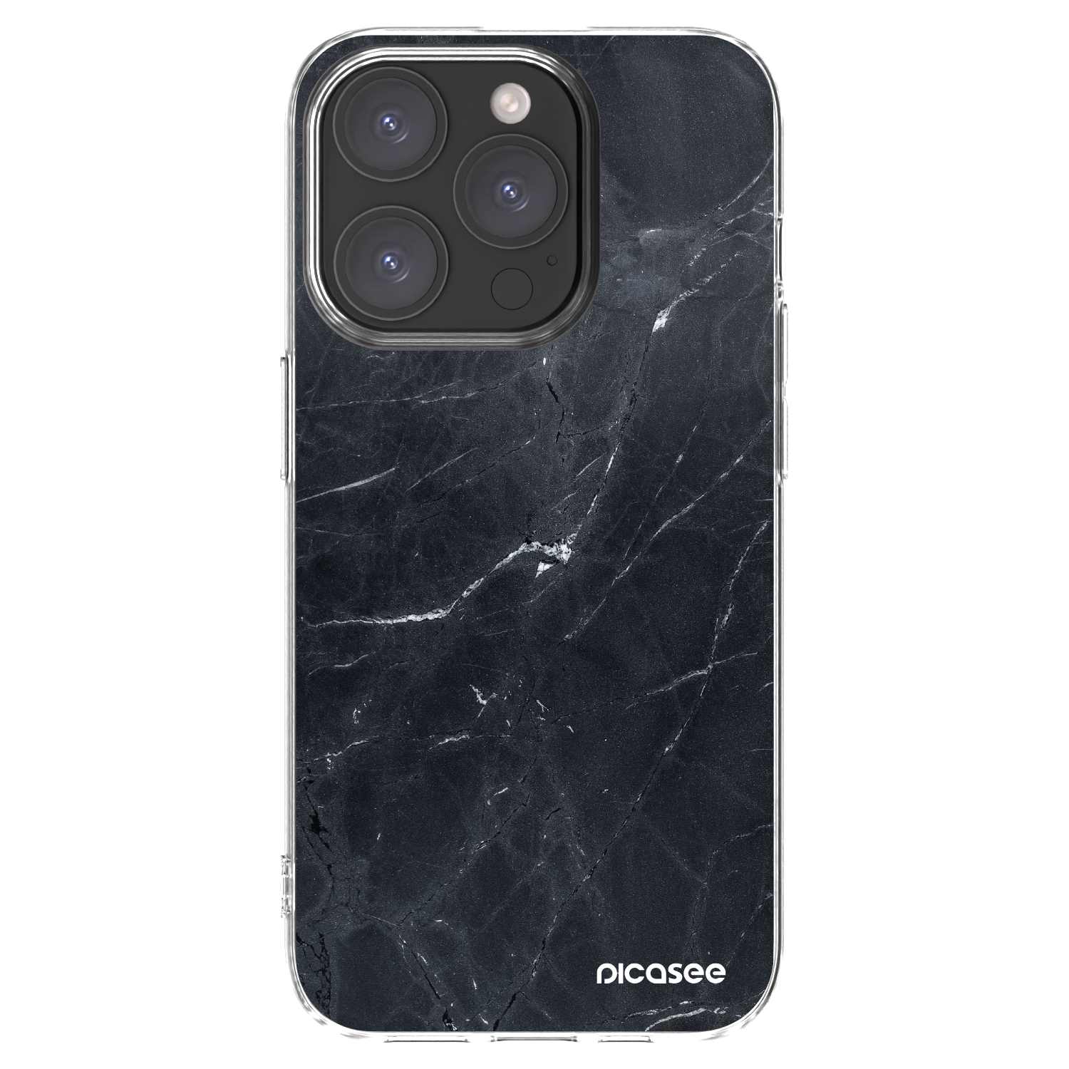 Picasee Apple iPhone 15 Pro Hülle - Transparentes Silikon - Black marble