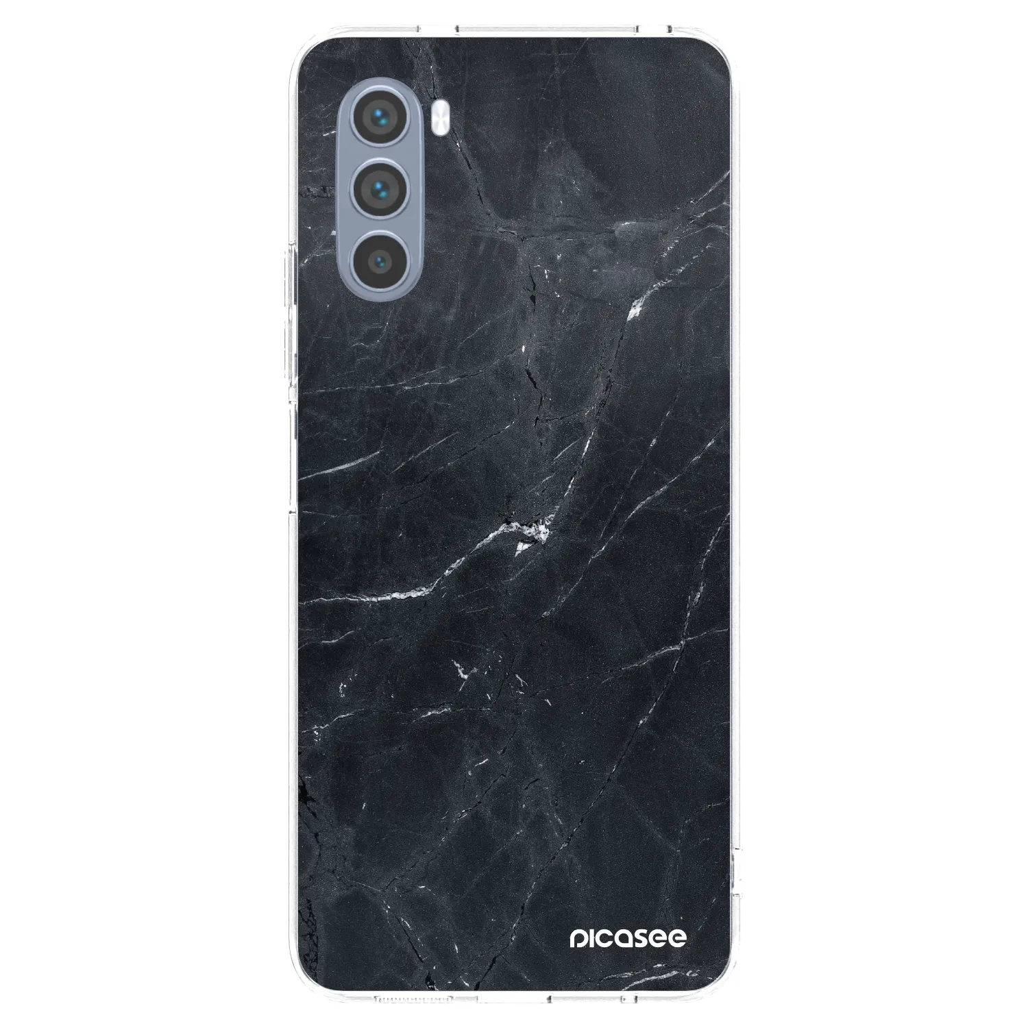 Picasee Motorola Moto G62 Hülle - Transparentes Silikon - Black marble