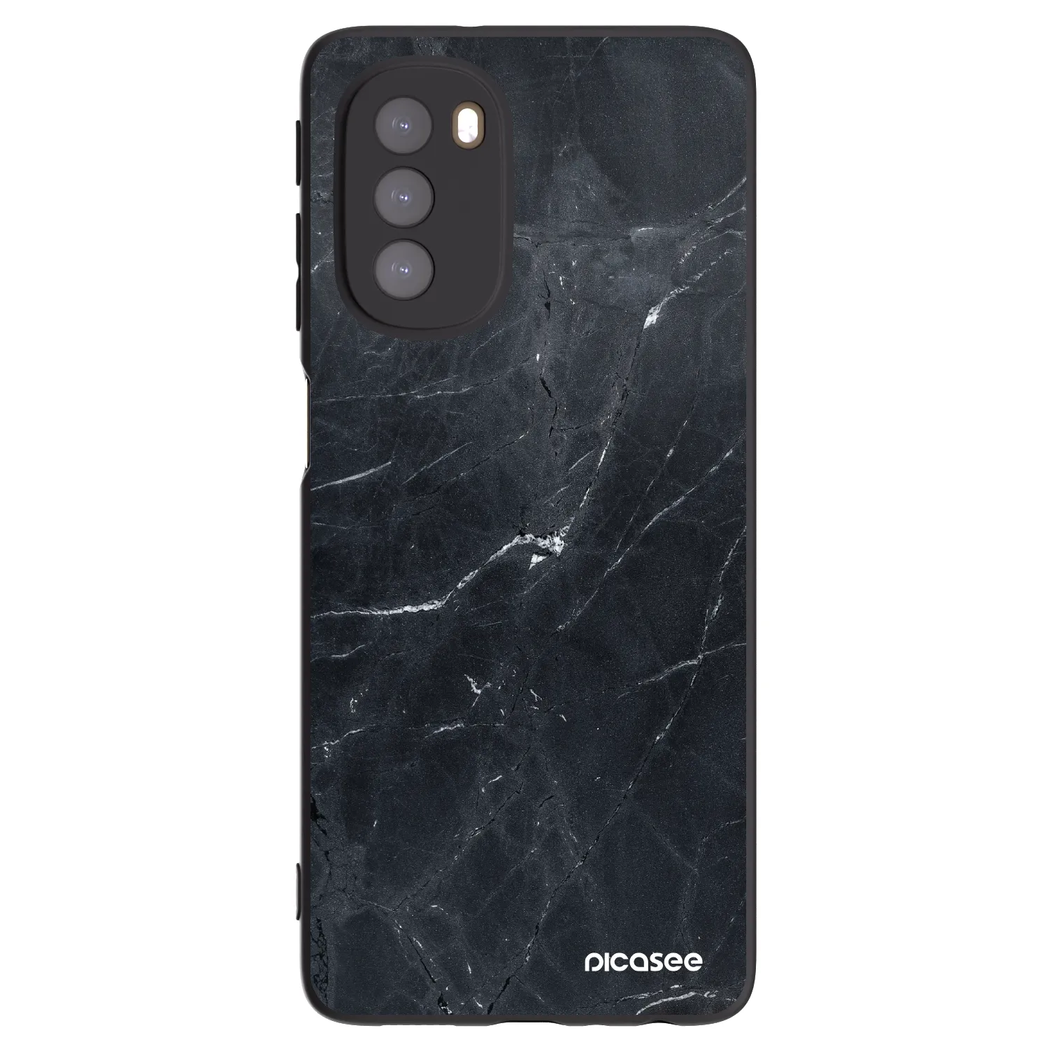 Picasee Motorola Moto G51 Hülle - Schwarzes Silikon - Black marble