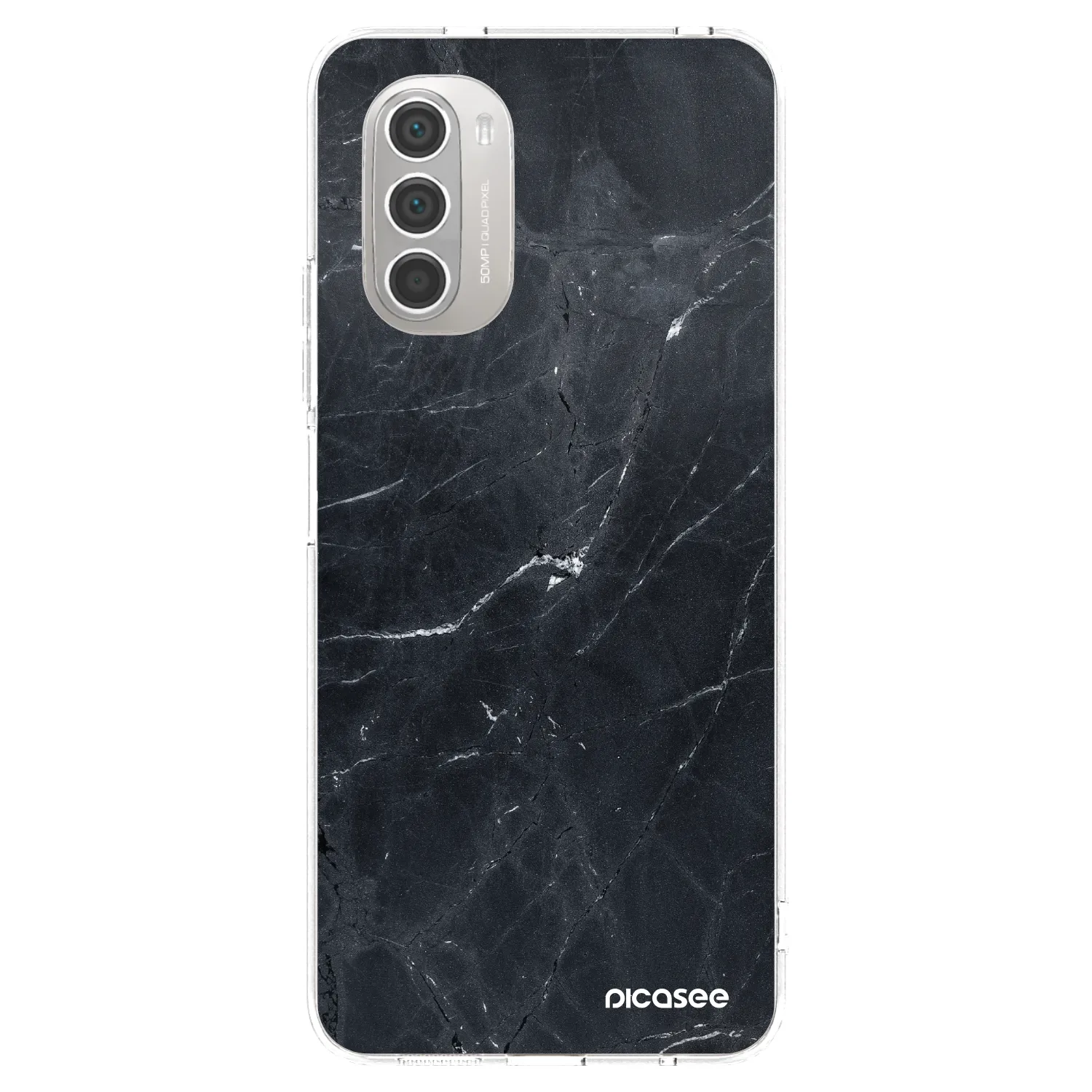 Picasee Motorola Moto G51 Hülle - Transparentes Silikon - Black marble