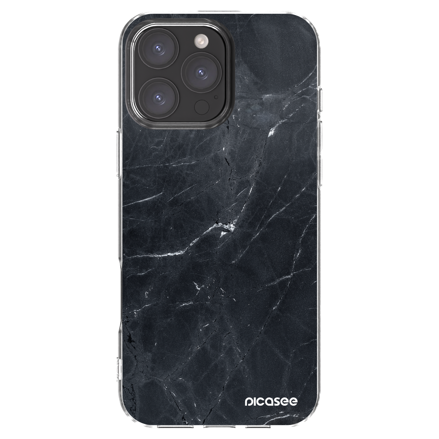 Picasee Apple iPhone 16 Pro Max Hülle - Transparentes Silikon - Black marble