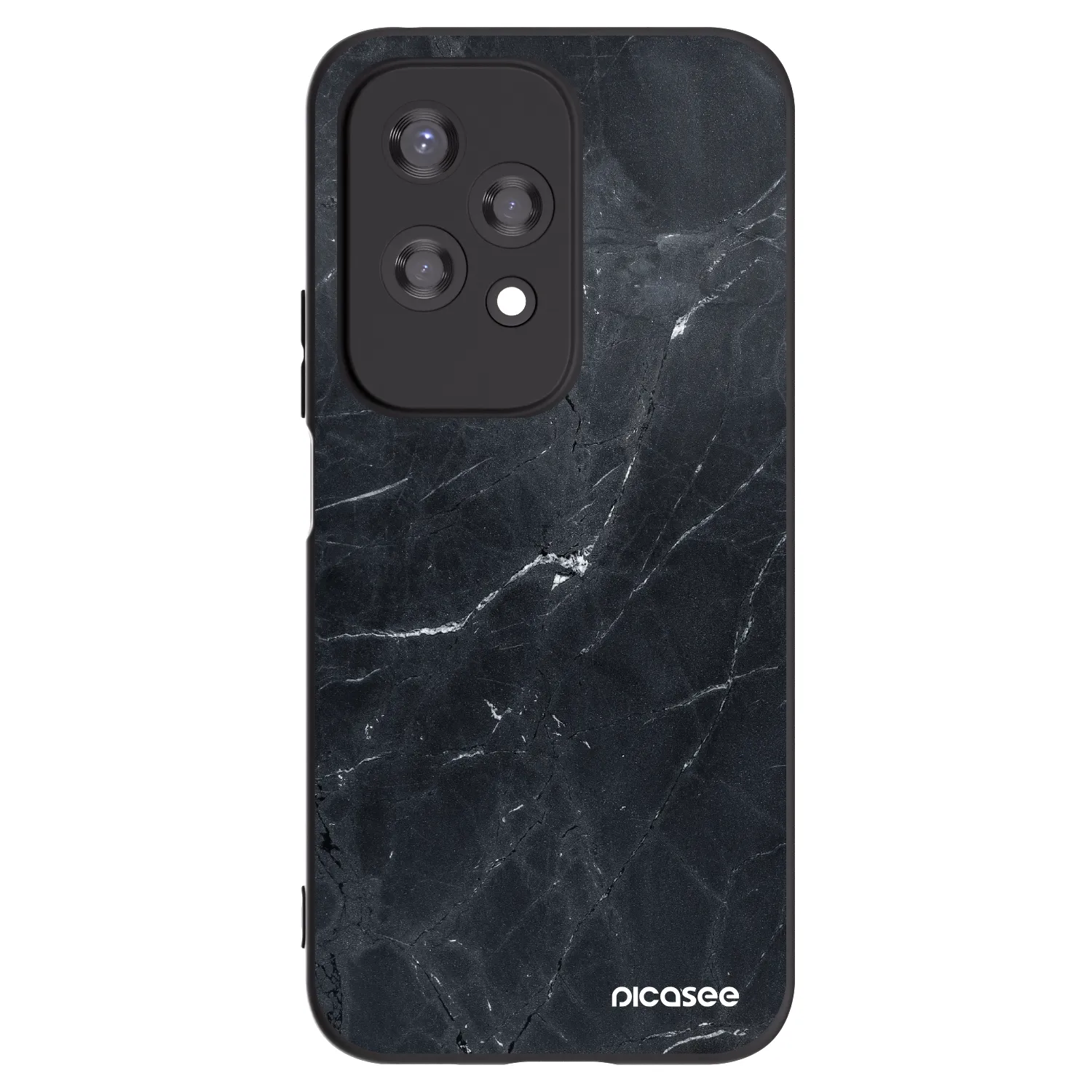 Picasee Honor 200 Lite Hülle - Schwarzes Silikon - Black marble