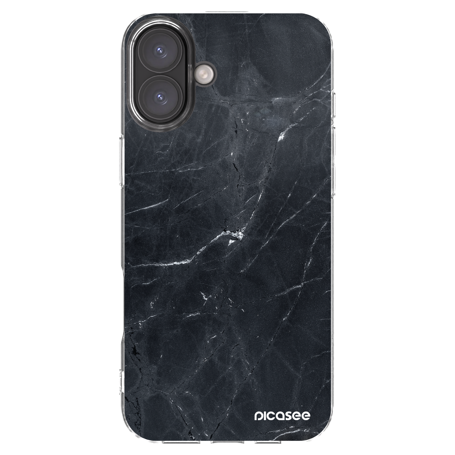 Picasee Apple iPhone 16 Plus Hülle - Transparentes Silikon - Black marble