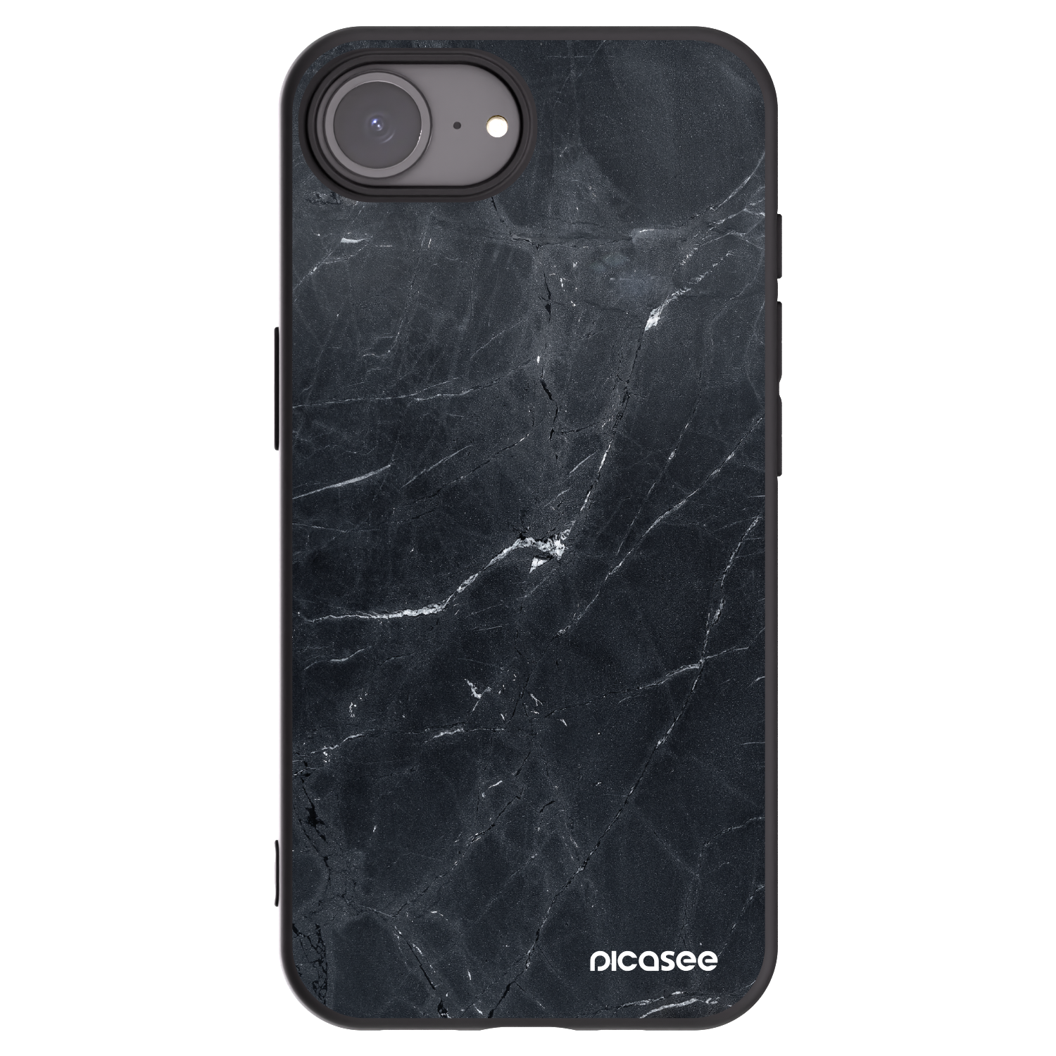 Picasee Apple iPhone 16e Hülle - Schwarzes Silikon - Black marble