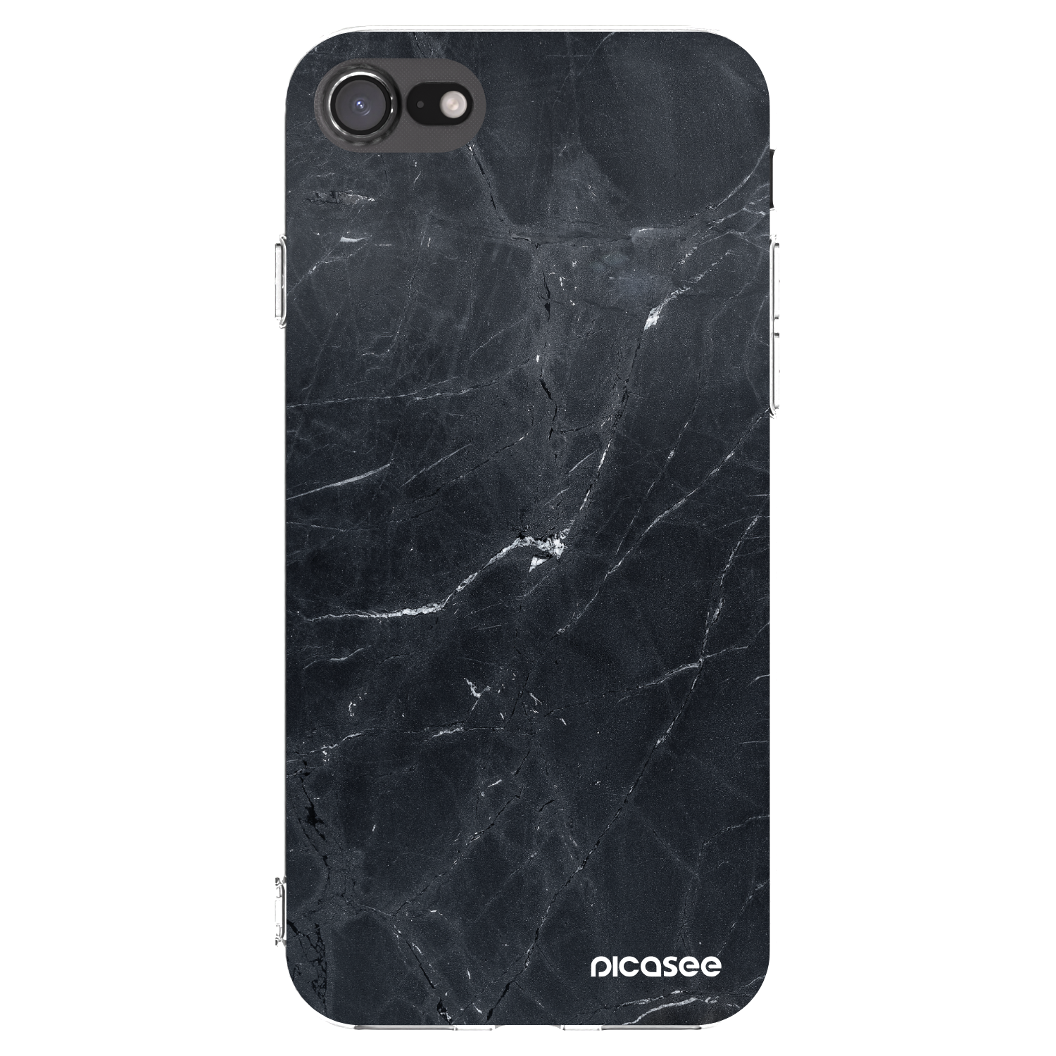 Picasee Apple iPhone 7 Hülle - Transparentes Silikon - Black marble