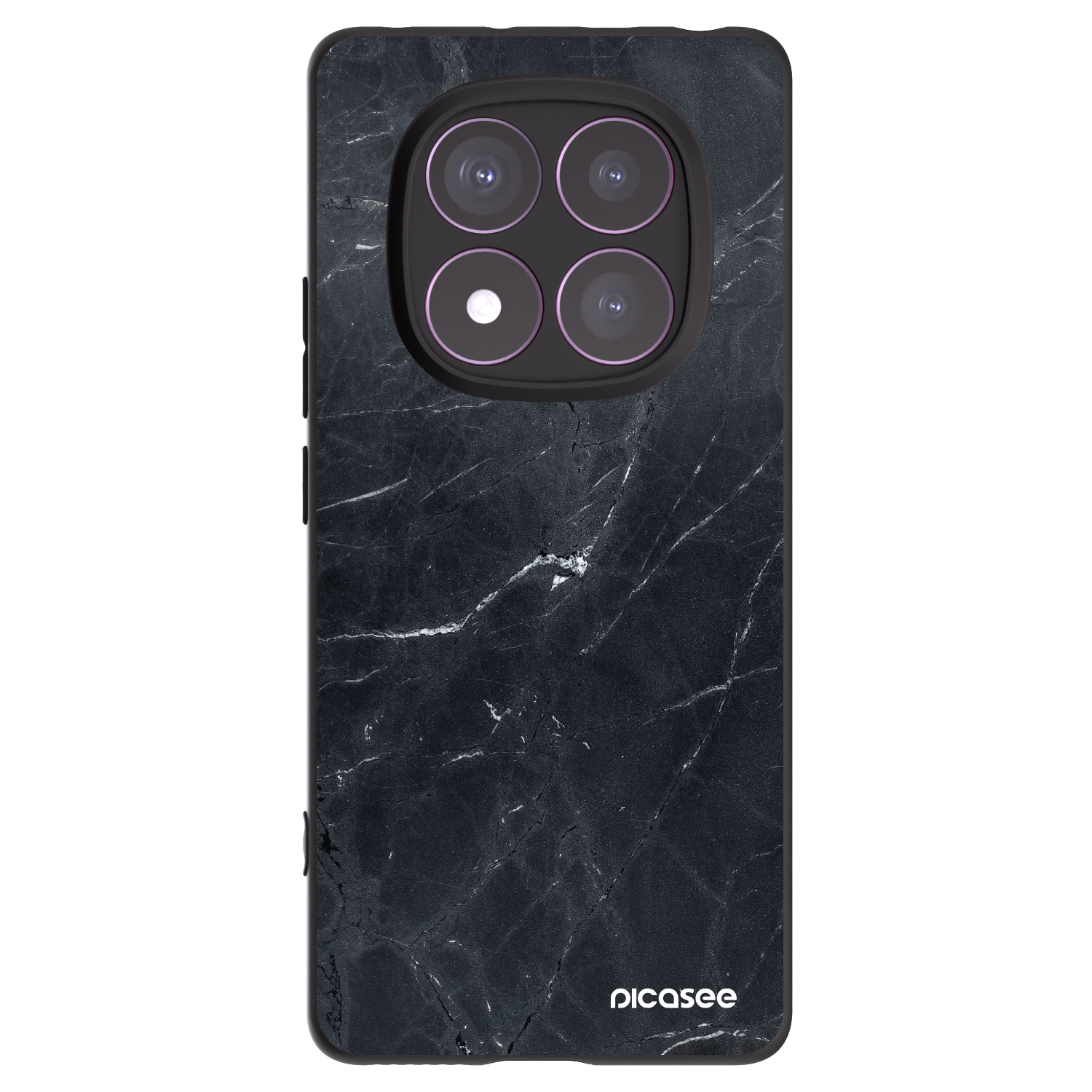 Picasee Xiaomi Redmi Note 14 Pro 4G Hülle - Schwarzes Silikon - Black marble