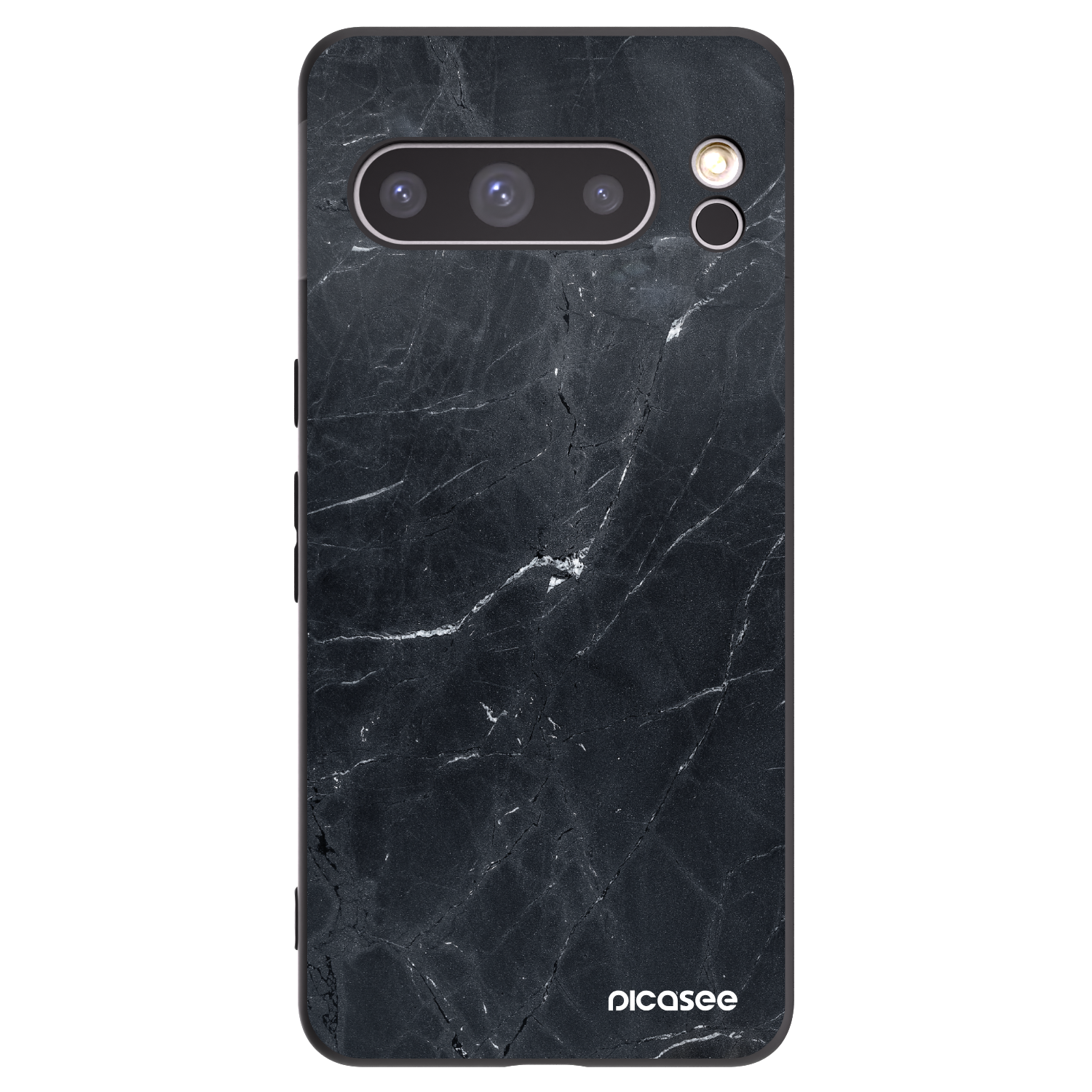 Picasee Google Pixel 8 Pro Hülle - Schwarzes Silikon - Black marble