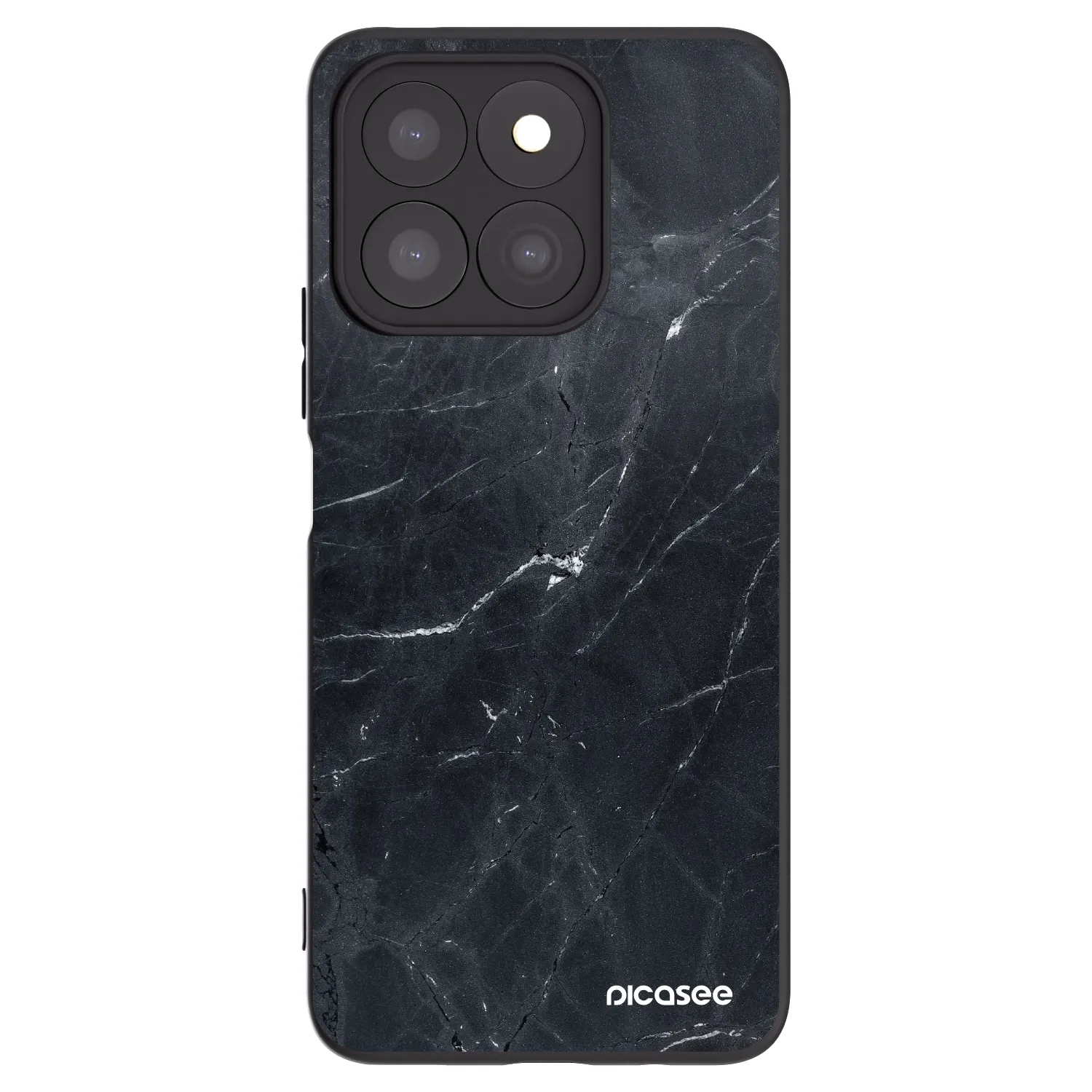 Picasee Honor X8c Hülle - Schwarzes Silikon - Black marble