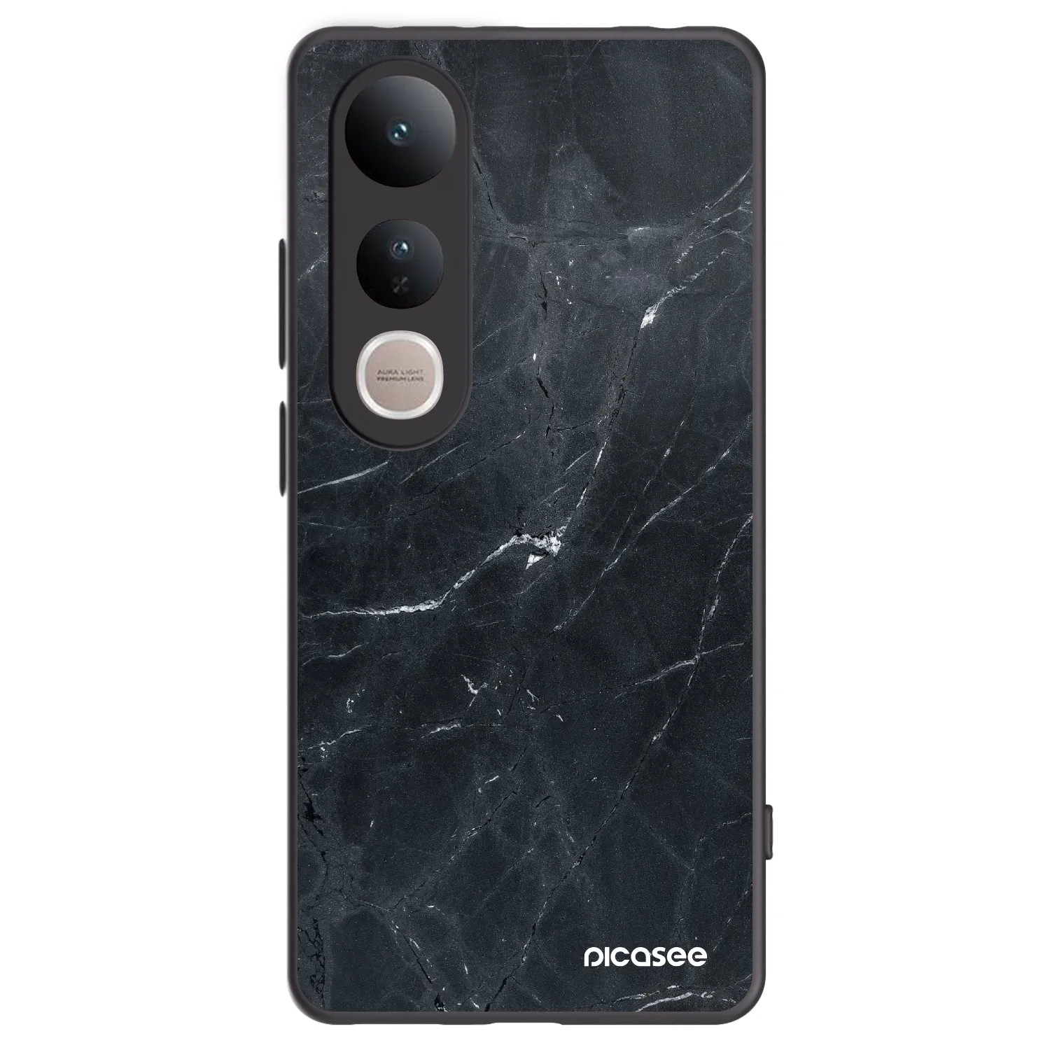 Picasee Vivo V50 Lite 5G Hülle - Schwarzes Silikon - Black marble