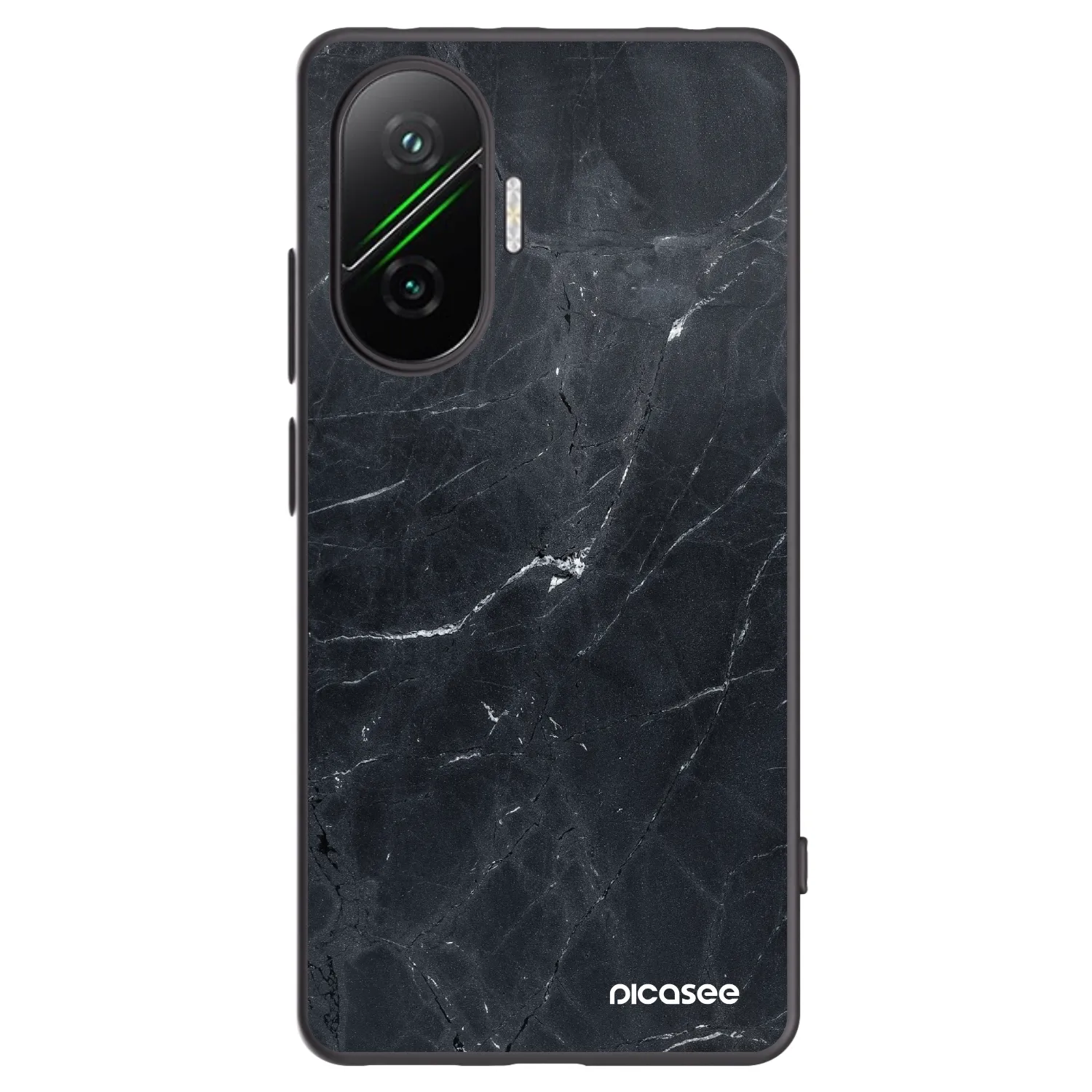 Picasee Xiaomi Poco F7 Pro 5G Hülle - Schwarzes Silikon - Black marble