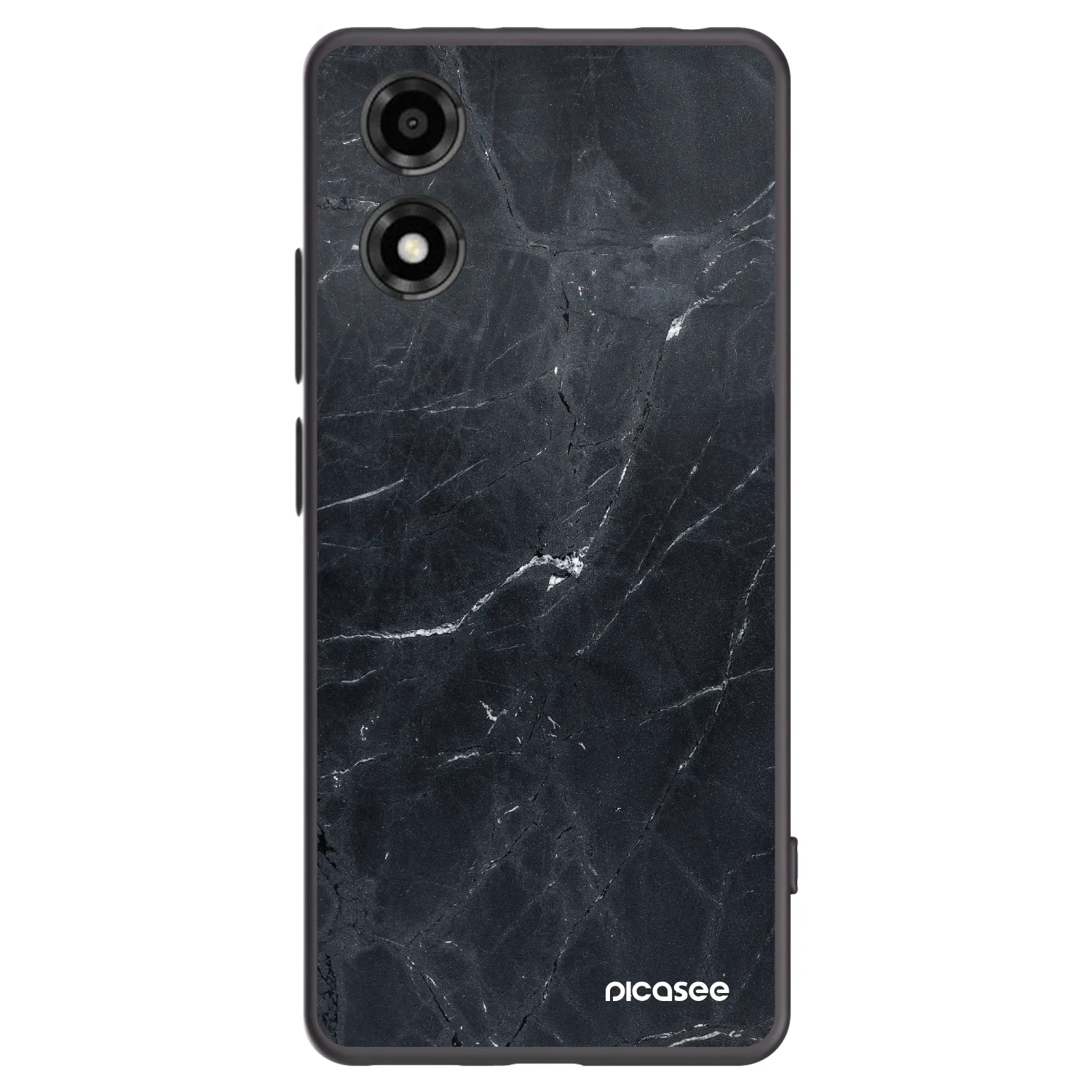 Picasee Motorola Moto E14 Hülle - Schwarzes Silikon - Black marble