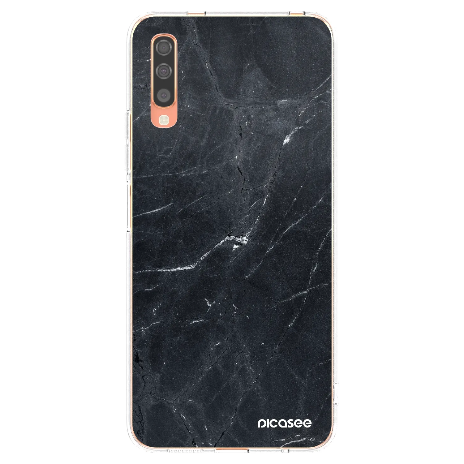 Picasee Samsung Galaxy A70 A705F Hülle - Transparentes Silikon - Black marble