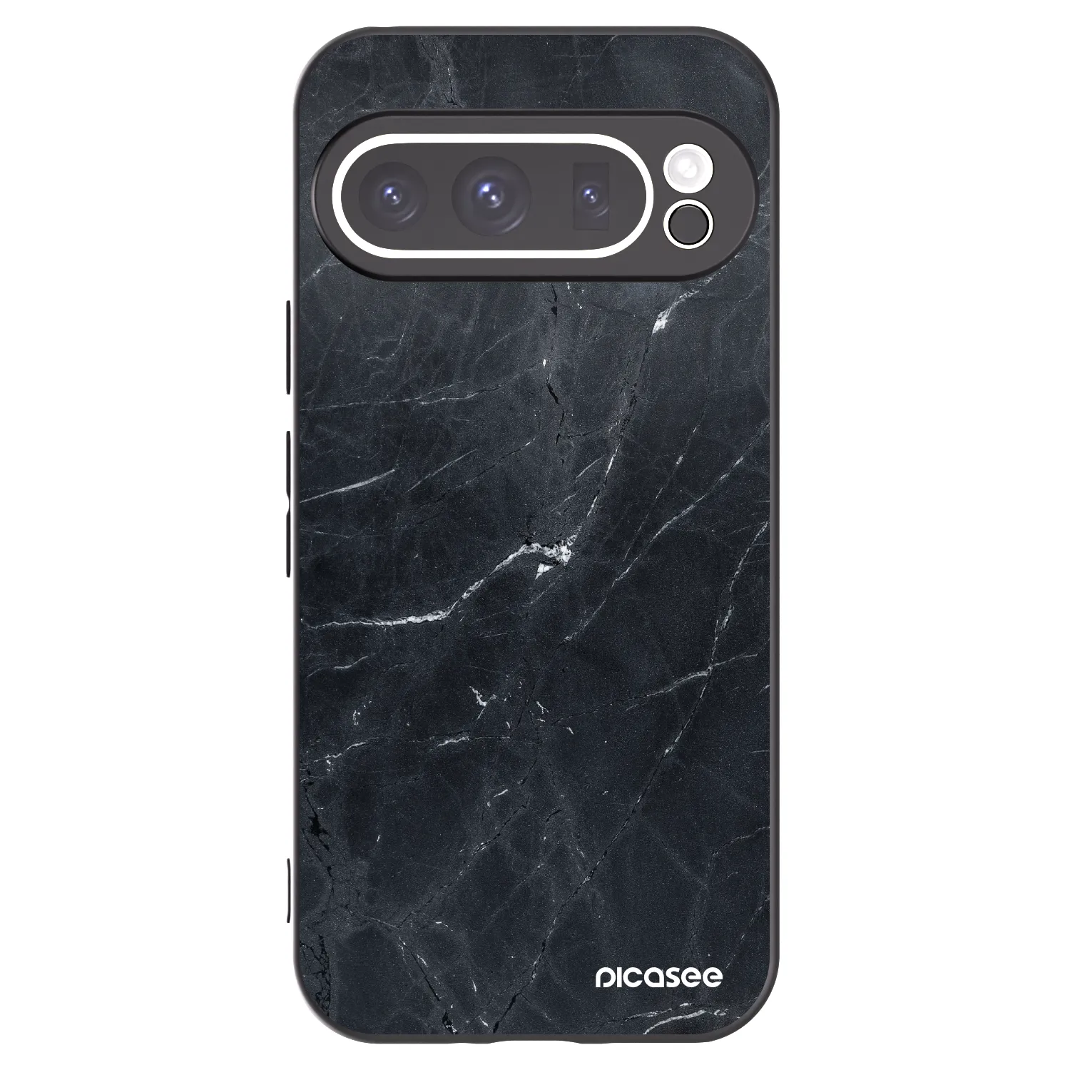 Picasee Google Pixel 9 Pro XL Hülle - Schwarzes Silikon - Black marble