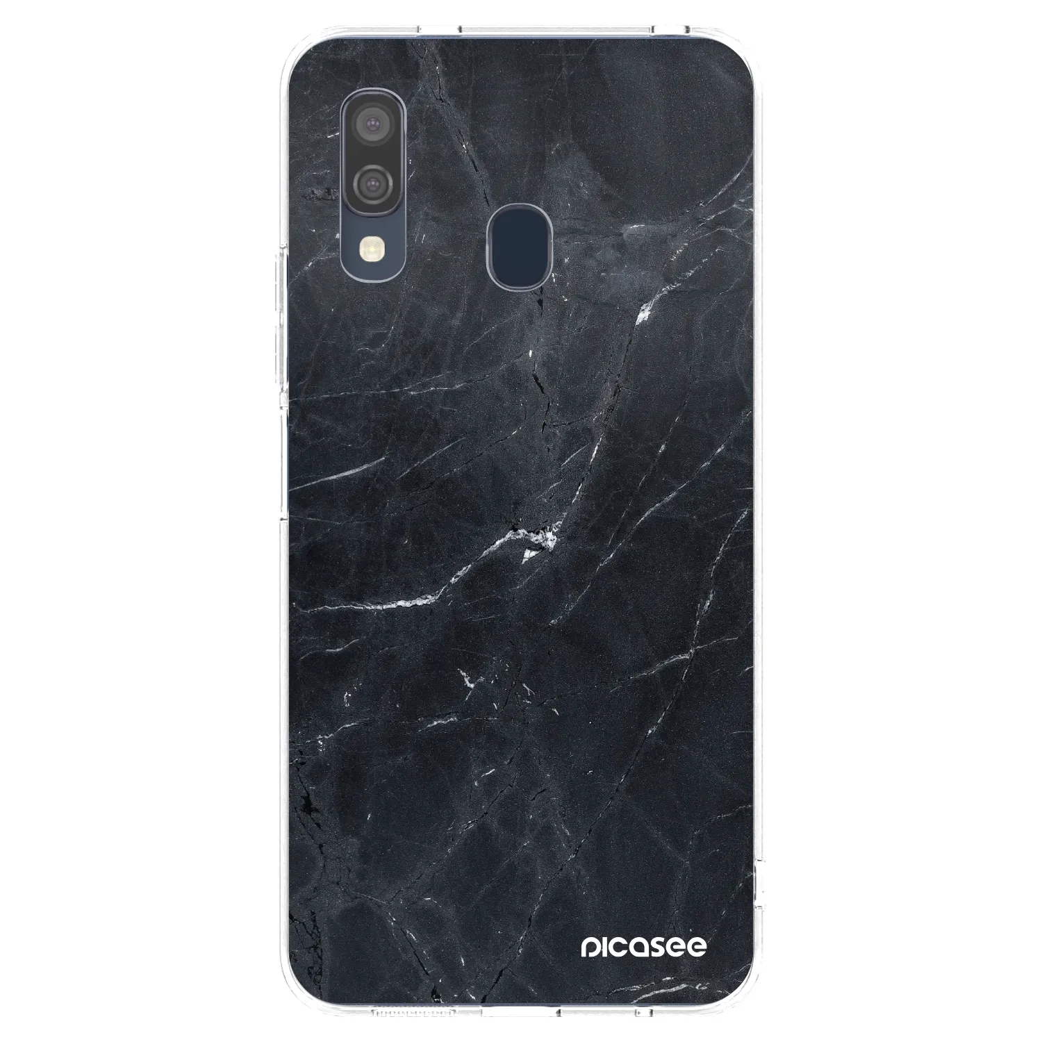 Picasee Samsung Galaxy A40 A405F Hülle - Transparentes Silikon - Black marble