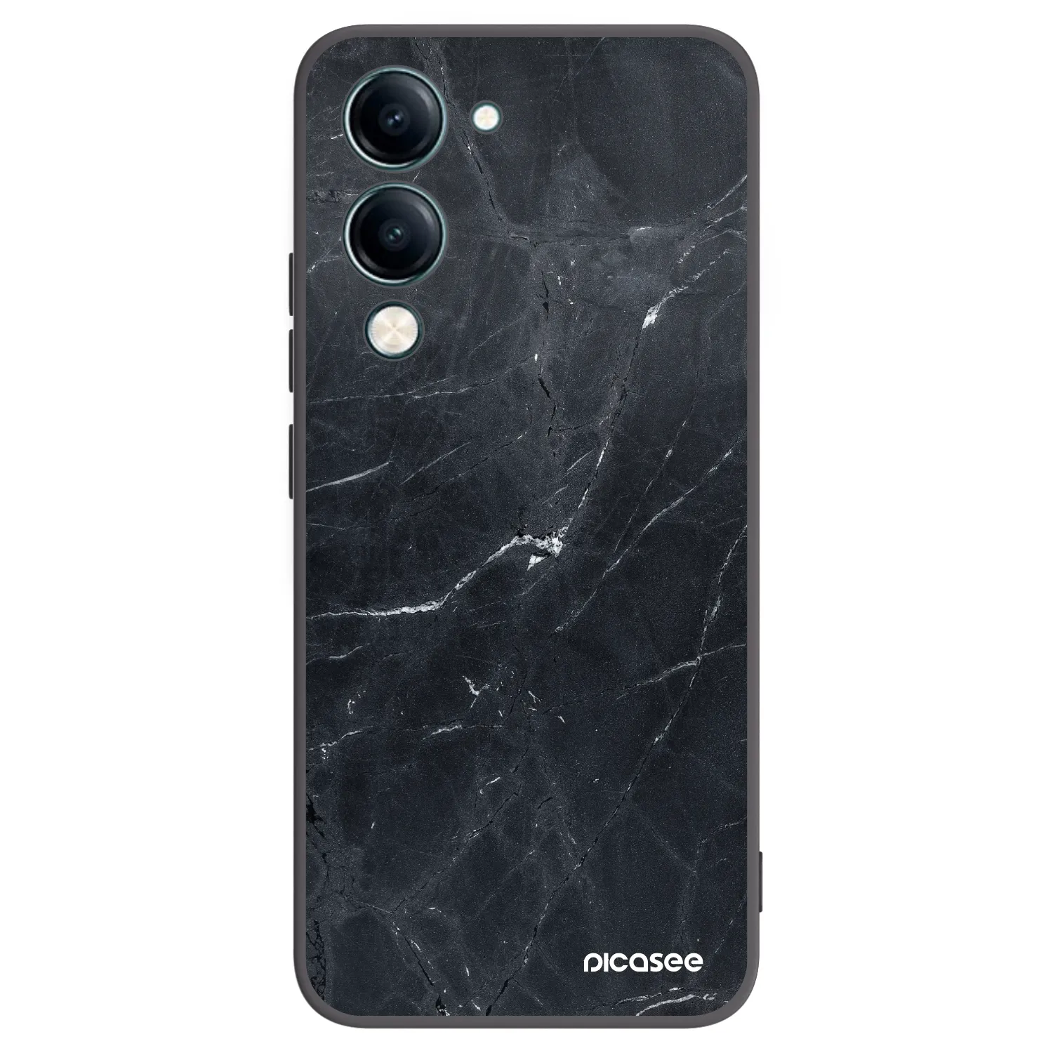 Picasee Vivo Y29s 5G Hülle - Schwarzes Silikon - Black marble