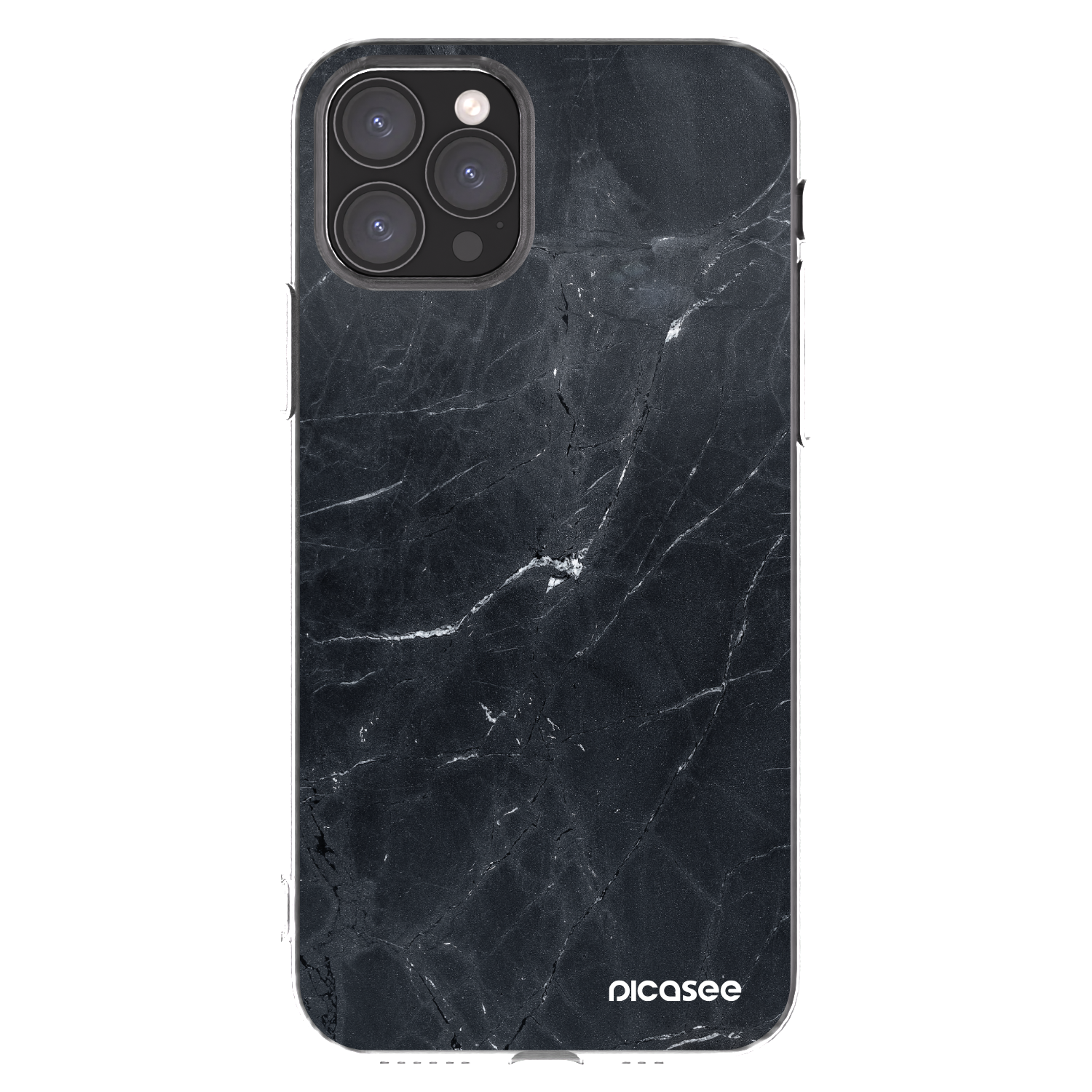 Picasee Apple iPhone 11 Pro Hülle - Transparentes Silikon - Black marble