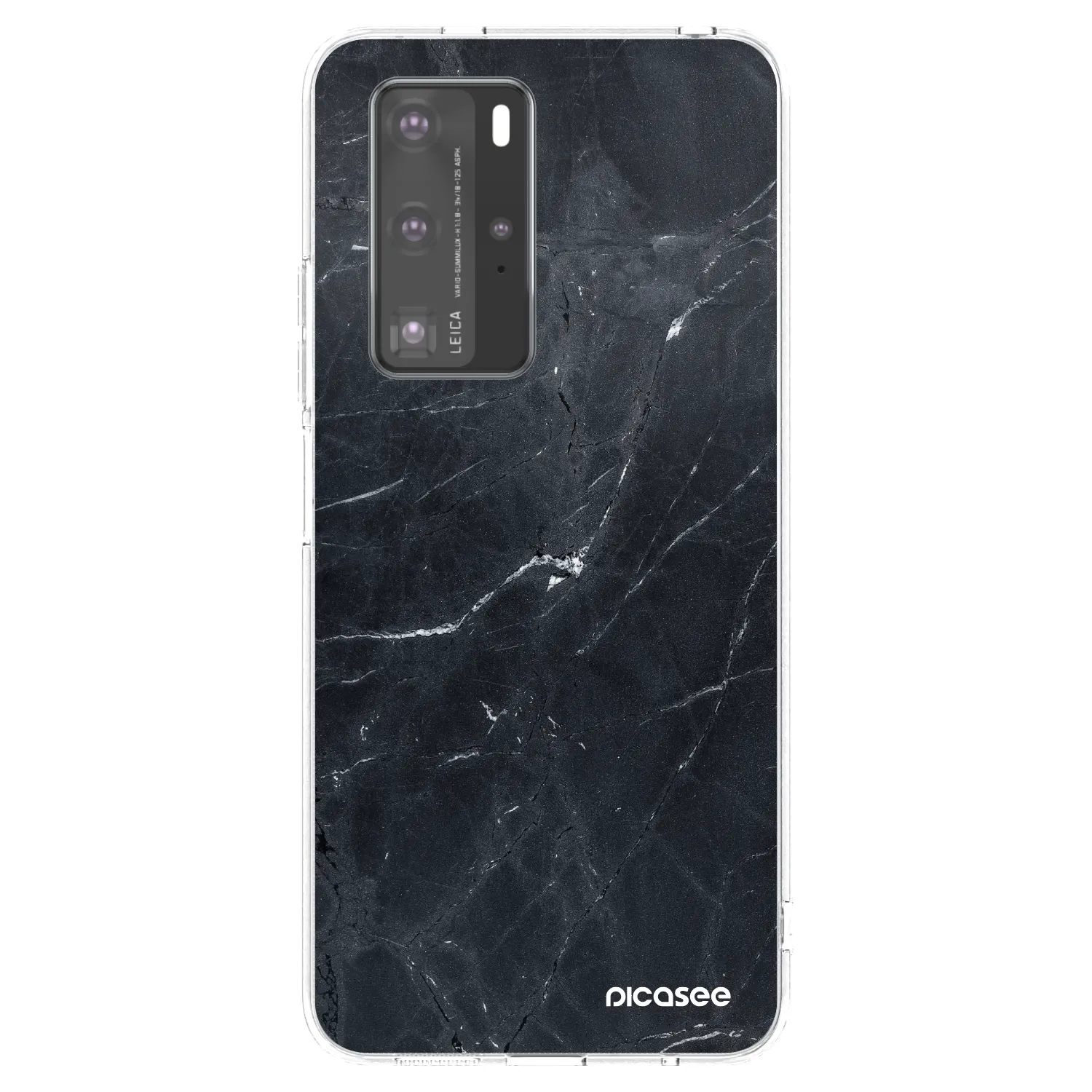 Picasee Huawei P40 Pro Hülle - Transparentes Silikon - Black marble