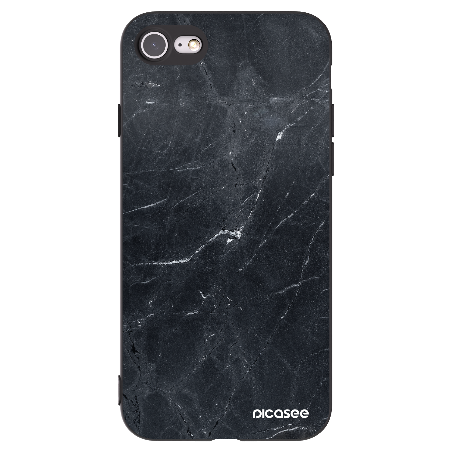 Picasee Apple iPhone SE 2020 Hülle - Schwarzes Silikon - Black marble