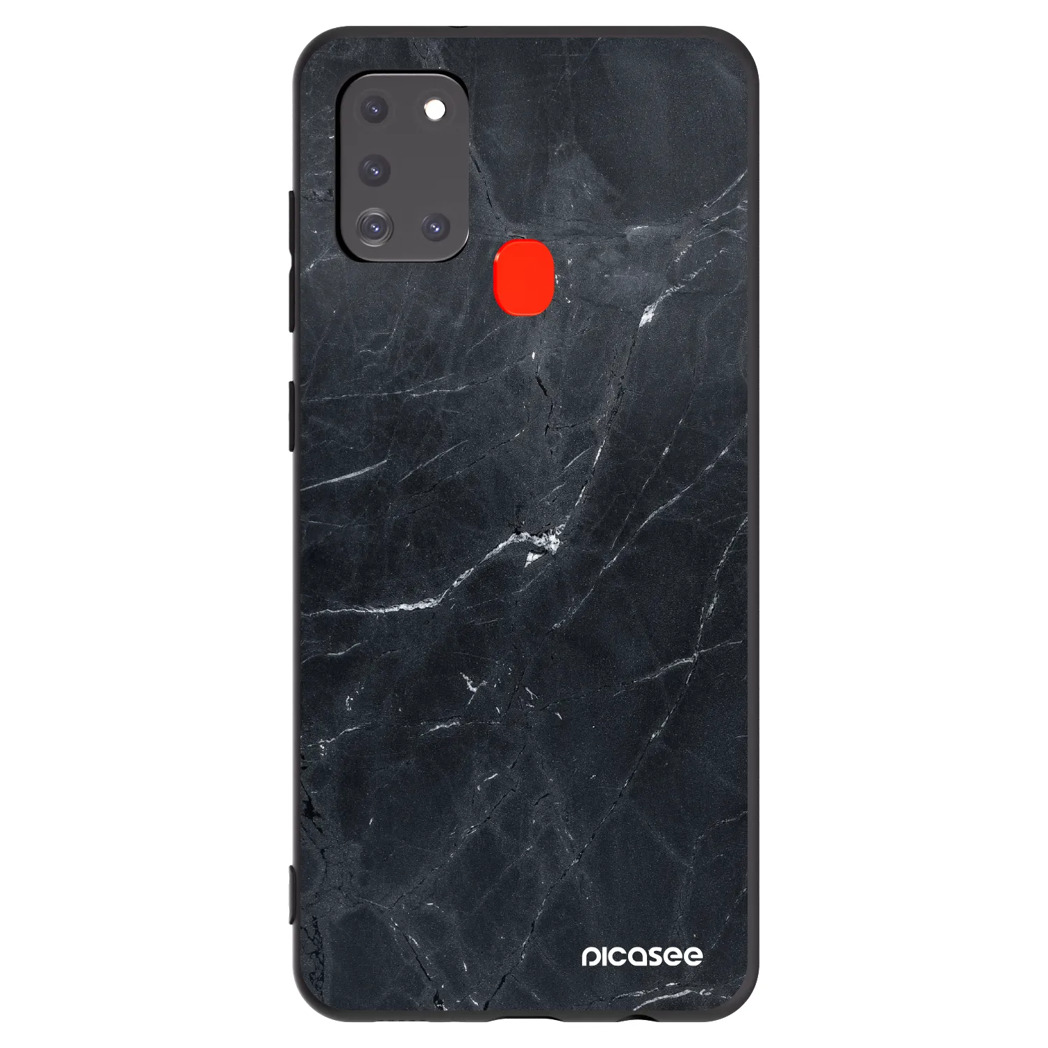Picasee Samsung Galaxy A21s Hülle - Schwarzes Silikon - Black marble