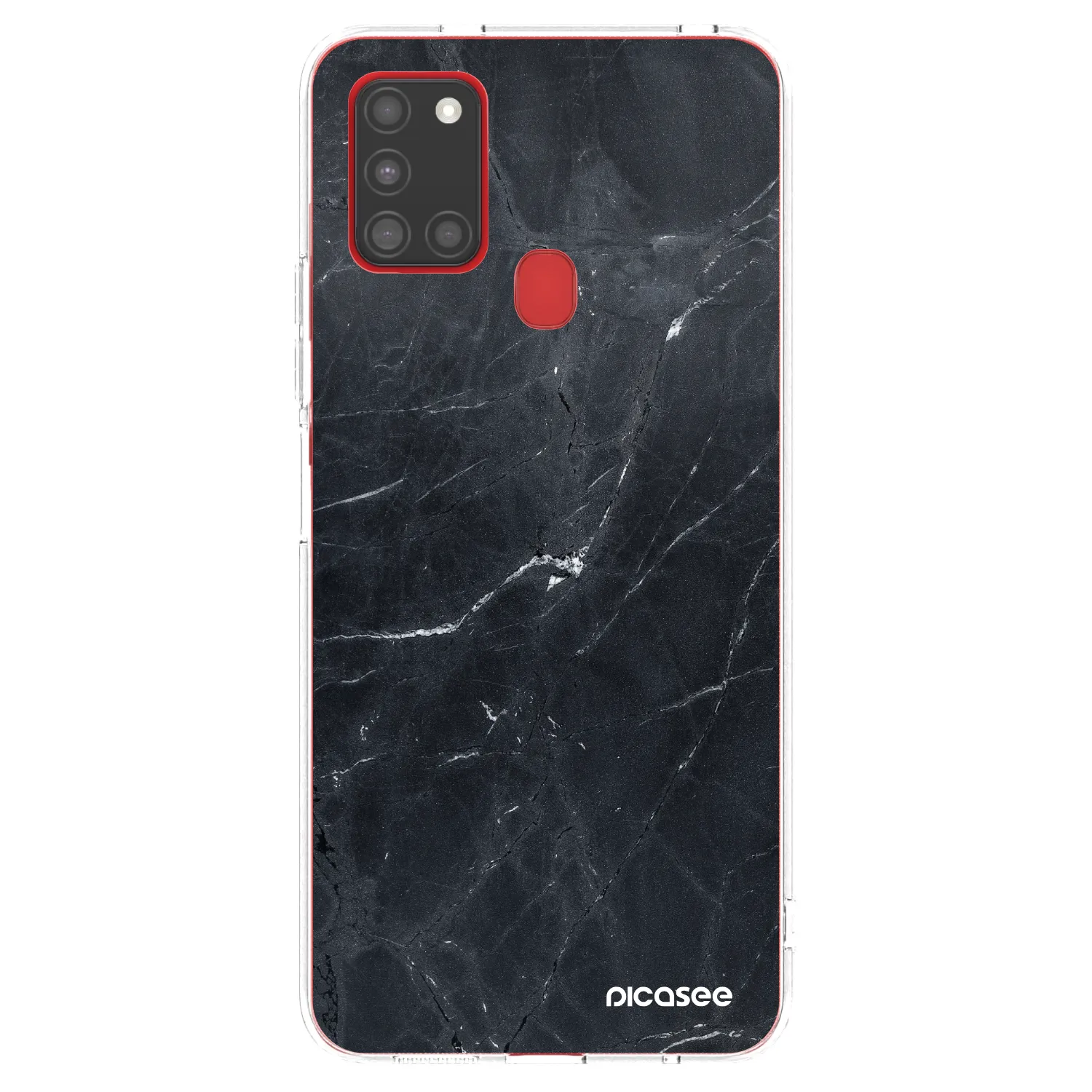 Picasee Samsung Galaxy A21s Hülle - Transparentes Silikon - Black marble