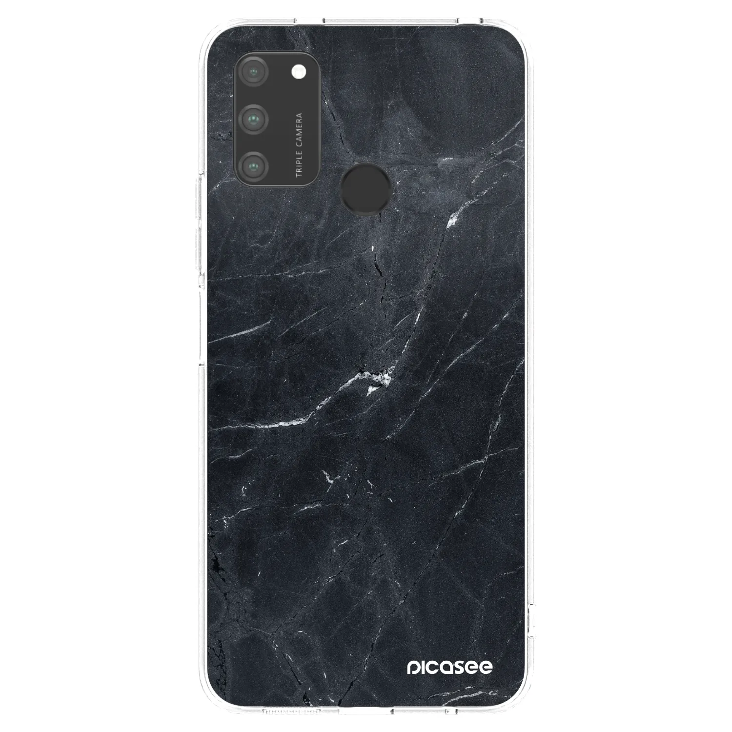 Picasee Honor 9A Hülle - Transparentes Silikon - Black marble