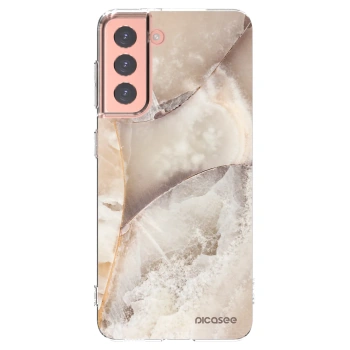 Picasee Samsung Galaxy S21 5G G991B Hülle - Transparentes Silikon - Cream marble