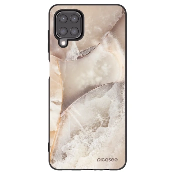Picasee Samsung Galaxy A12 A125F Hülle - Schwarzes Silikon - Cream marble