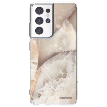 Picasee Samsung Galaxy S21 Ultra 5G G998B Hülle - Transparentes Silikon - Cream marble