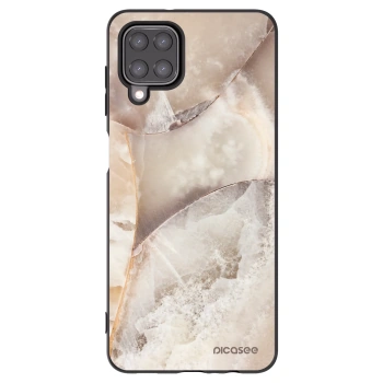 Picasee Samsung Galaxy M12 M127F Hülle - Schwarzes Silikon - Cream marble
