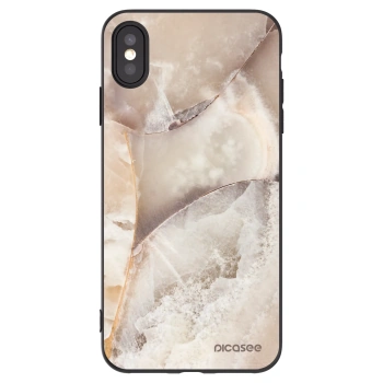 Picasee Apple iPhone XS Max Hülle - Schwarzes Silikon - Cream marble