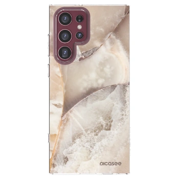 Picasee Samsung Galaxy S22 Ultra 5G Hülle - Transparentes Silikon - Cream marble