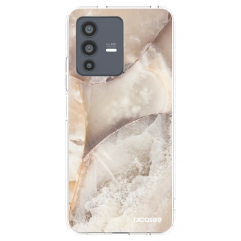 Picasee Vivo V23 5G Hülle - Transparentes Silikon - Cream marble