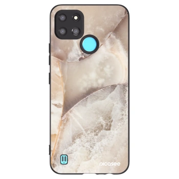 Picasee Realme C21Y Hülle - Schwarzes Silikon - Cream marble