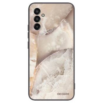 Picasee Samsung Galaxy M13 M135F Hülle - Schwarzes Silikon - Cream marble