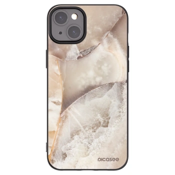Picasee Apple iPhone 15 Plus Hülle - Schwarzes Silikon - Cream marble