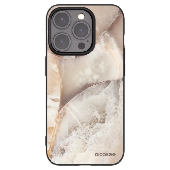 Picasee Apple iPhone 15 Pro Hülle - Schwarzes Silikon - Cream marble