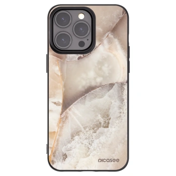 Picasee Apple iPhone 15 Pro Max Hülle - Schwarzes Silikon - Cream marble