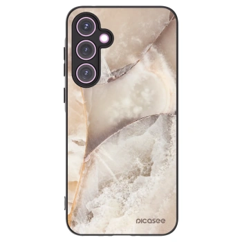 Picasee Samsung Galaxy A35 5G A356B Hülle - Schwarzes Silikon - Cream marble