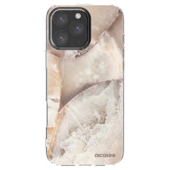 Picasee Apple iPhone 16 Pro Max Hülle - Transparentes Silikon - Cream marble