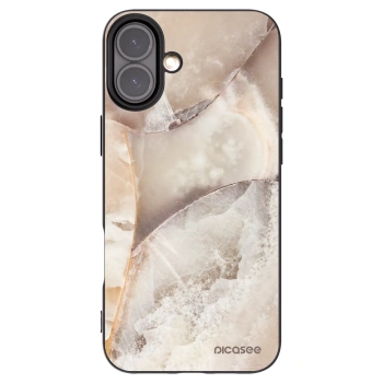 Picasee Apple iPhone 16 Plus Hülle - Schwarzes Silikon - Cream marble